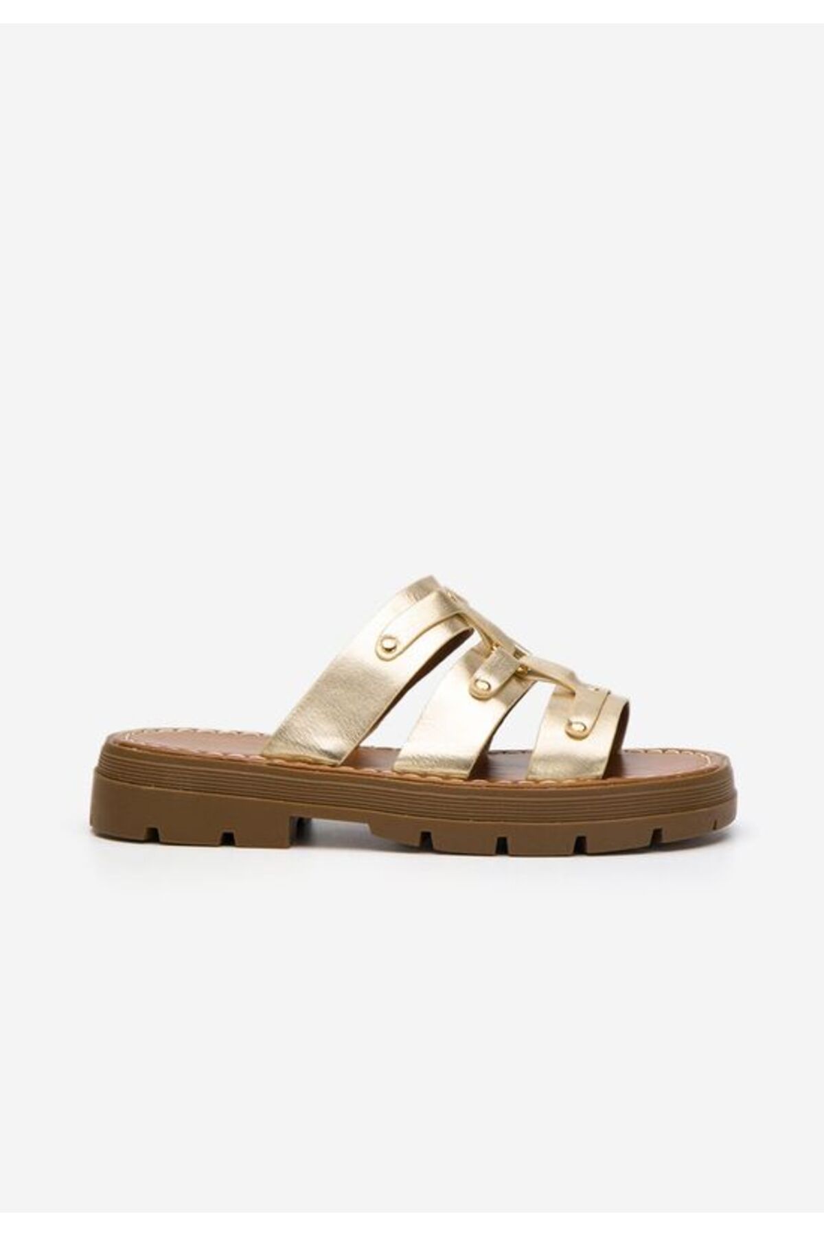 B T Shoes-Women's gold Cameia slippers 3