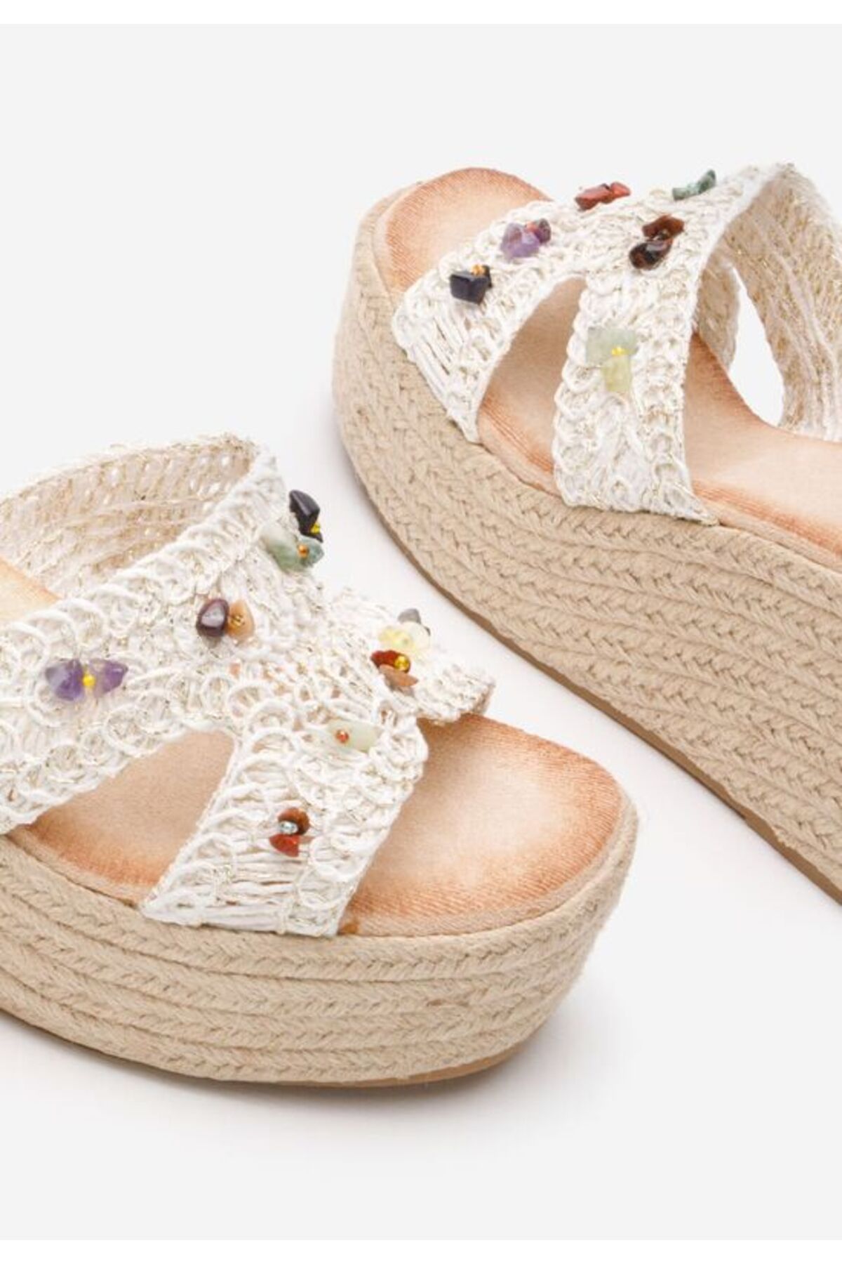 B T Shoes-Papuci cu platformă Laurine albi 5