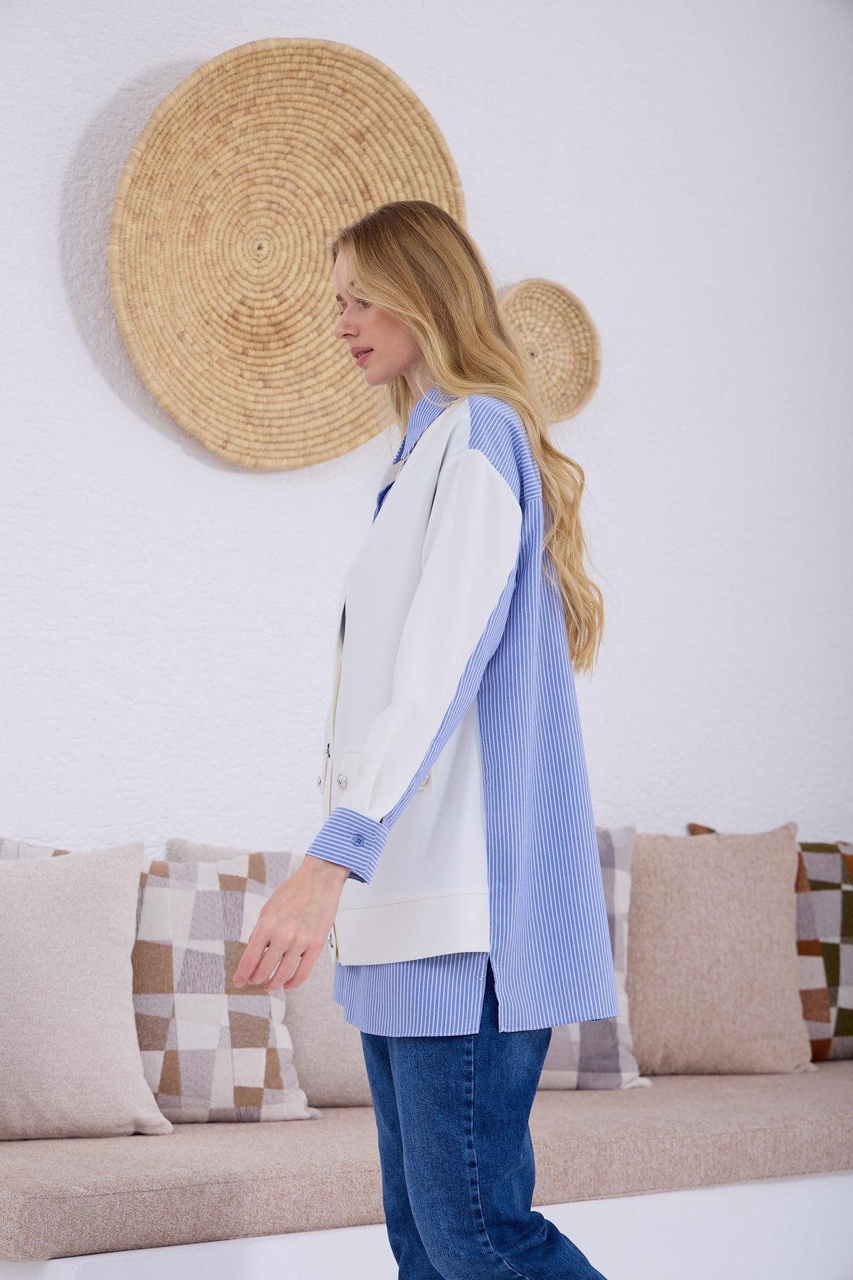 Moodbasic-Cardigan Look Buttoned Tunic 4