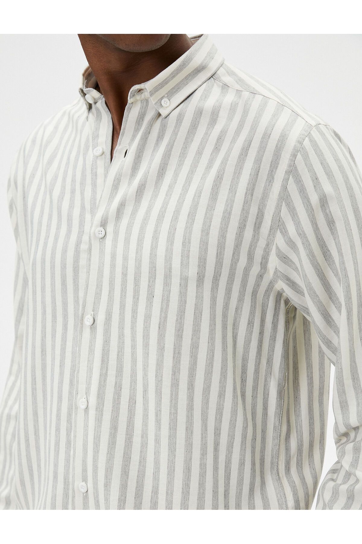 Koton-Slim Fit Shirt Classic Collar Buttoned Long Sleeve 5