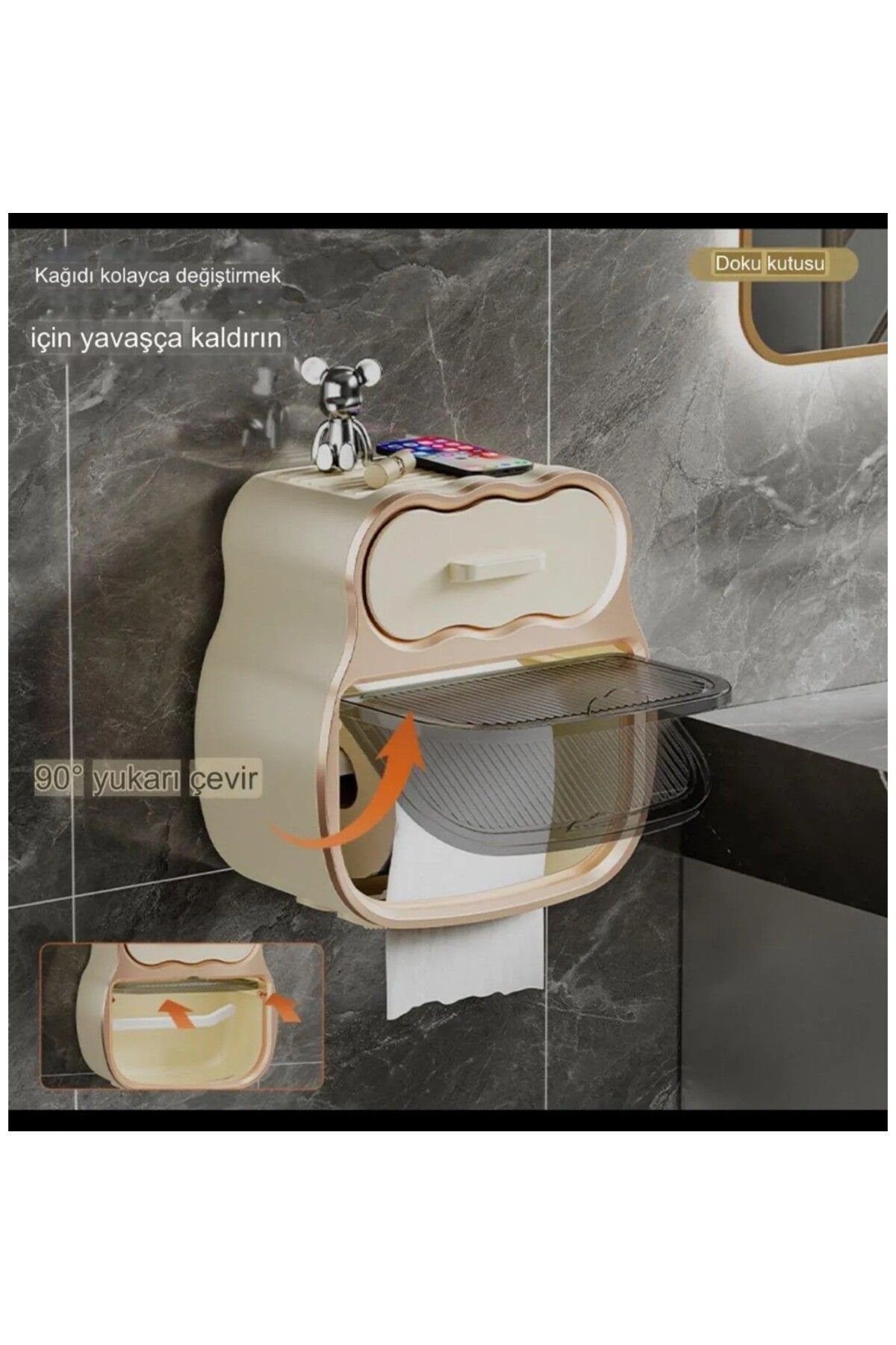 Genel Markalar Çok Amaçlı Tuvalet Kağıdı Tutacağı , Çekmeceli Su Geçirmez Mutfak Ve Banyo Kullanımına Uygun