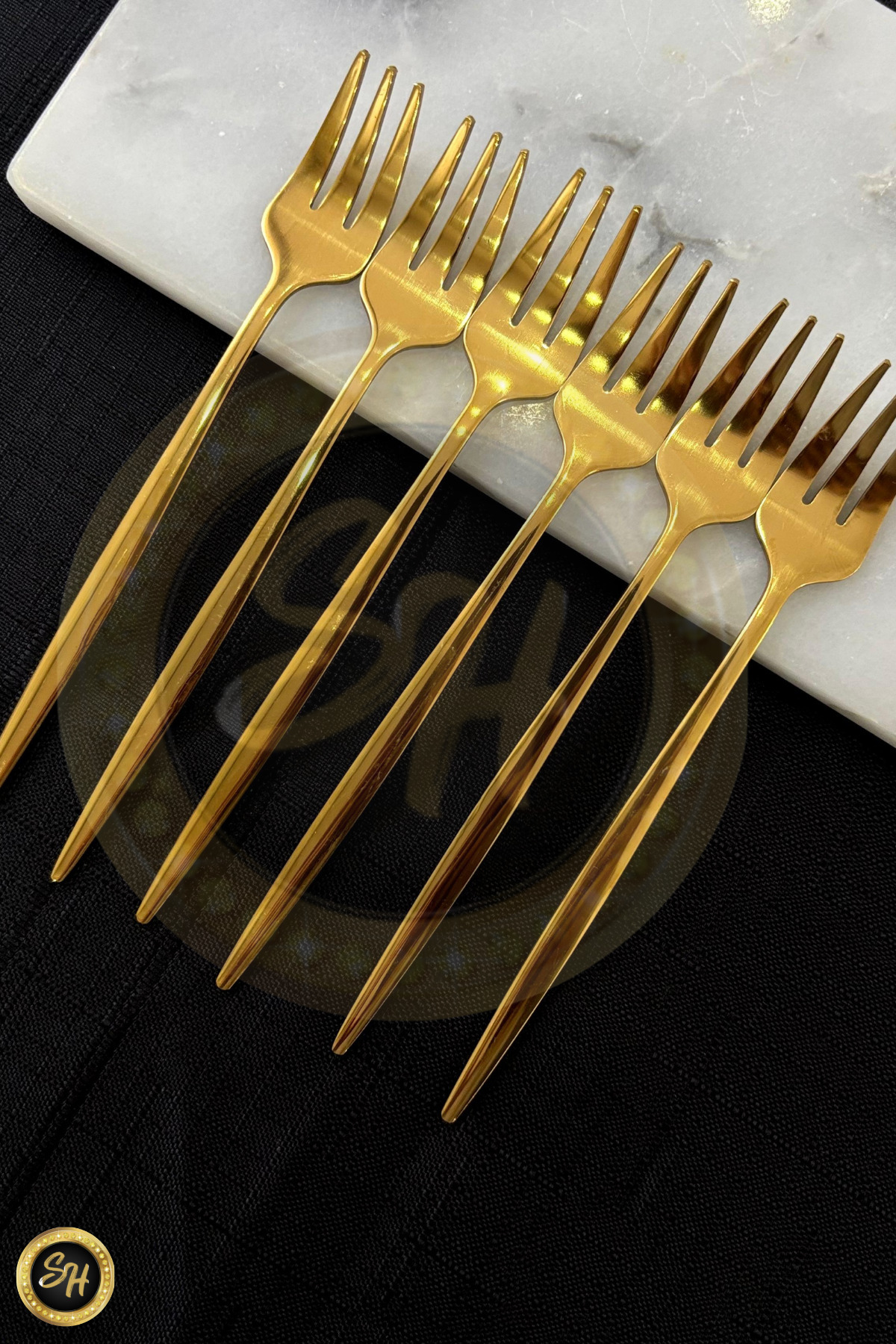 Snow Homs-6 Pieces Steel Gold Dessert Fork Stainless |   6 Piece Luxury Dessert Fork Set Stainless 2