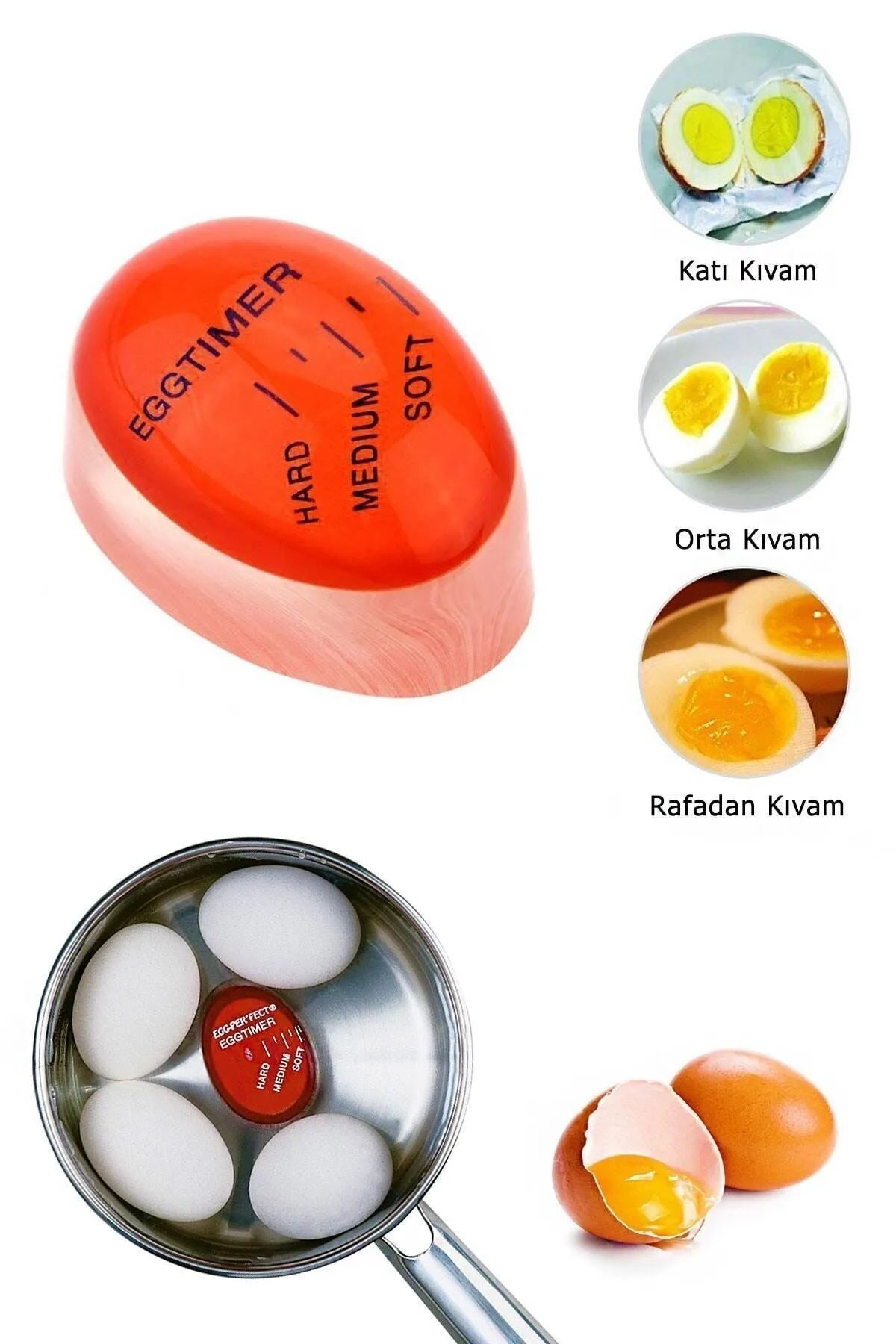 Tanemce Renk Değiştiren Yumurta Zamanlayıcı Yumurta Haşlama Derecesi Dublör Yumurta Pişirme Aleti Egg Timer