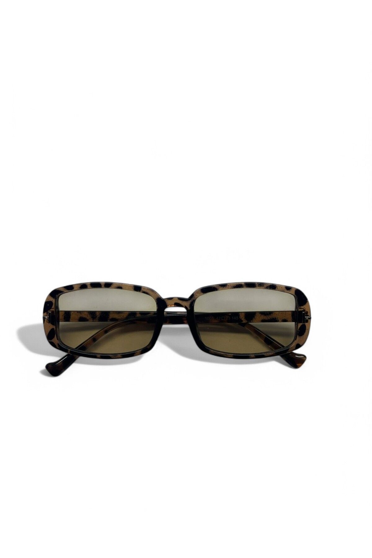 HMG Aksesuar Luxury leopar desenli dikdörtgen unisex güneş gözlüğü , UV400 korumalı ve 42 ekartman