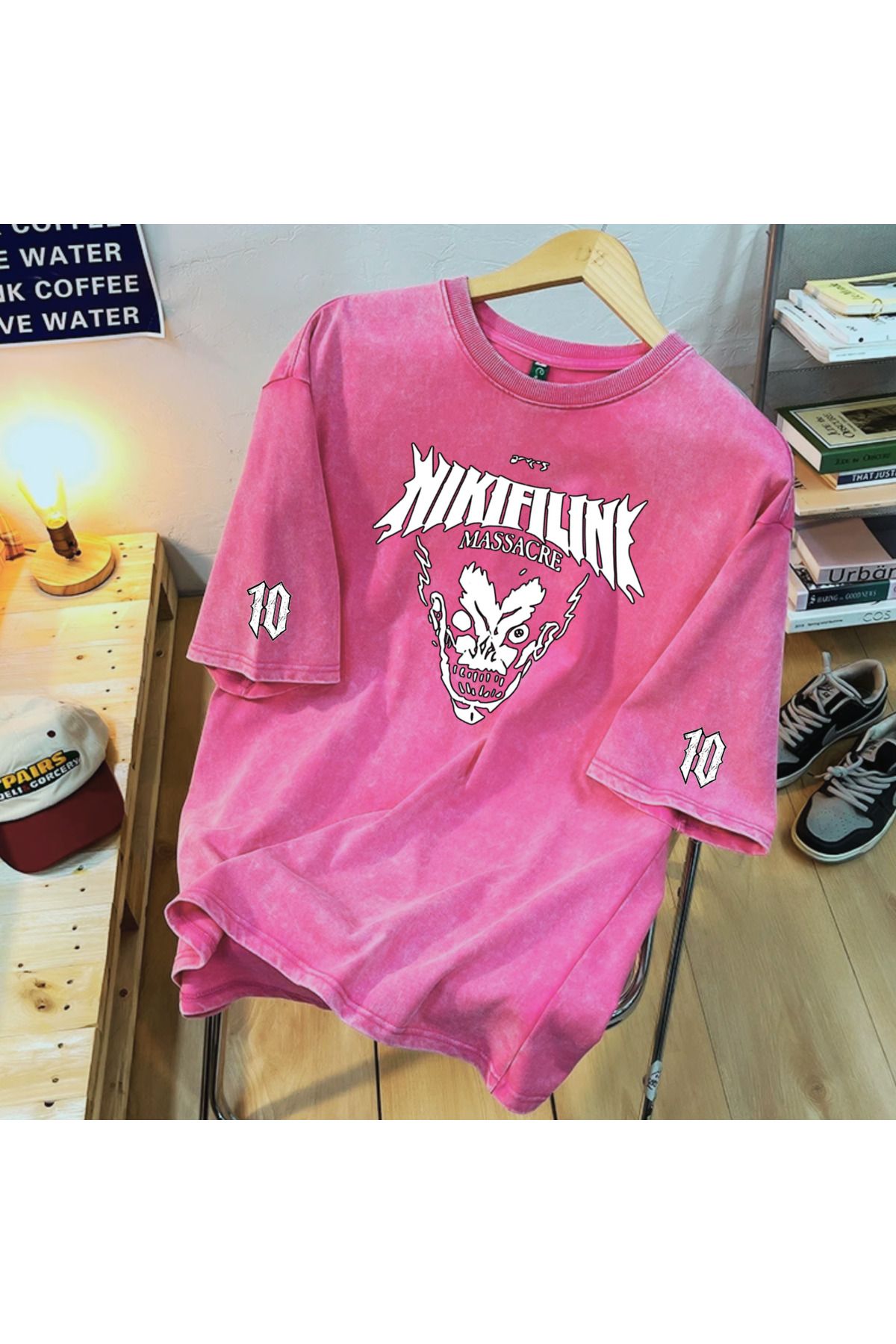 Touz Moda Yıkamalı 10 Number Gothic Oversize Vintage T-shirt