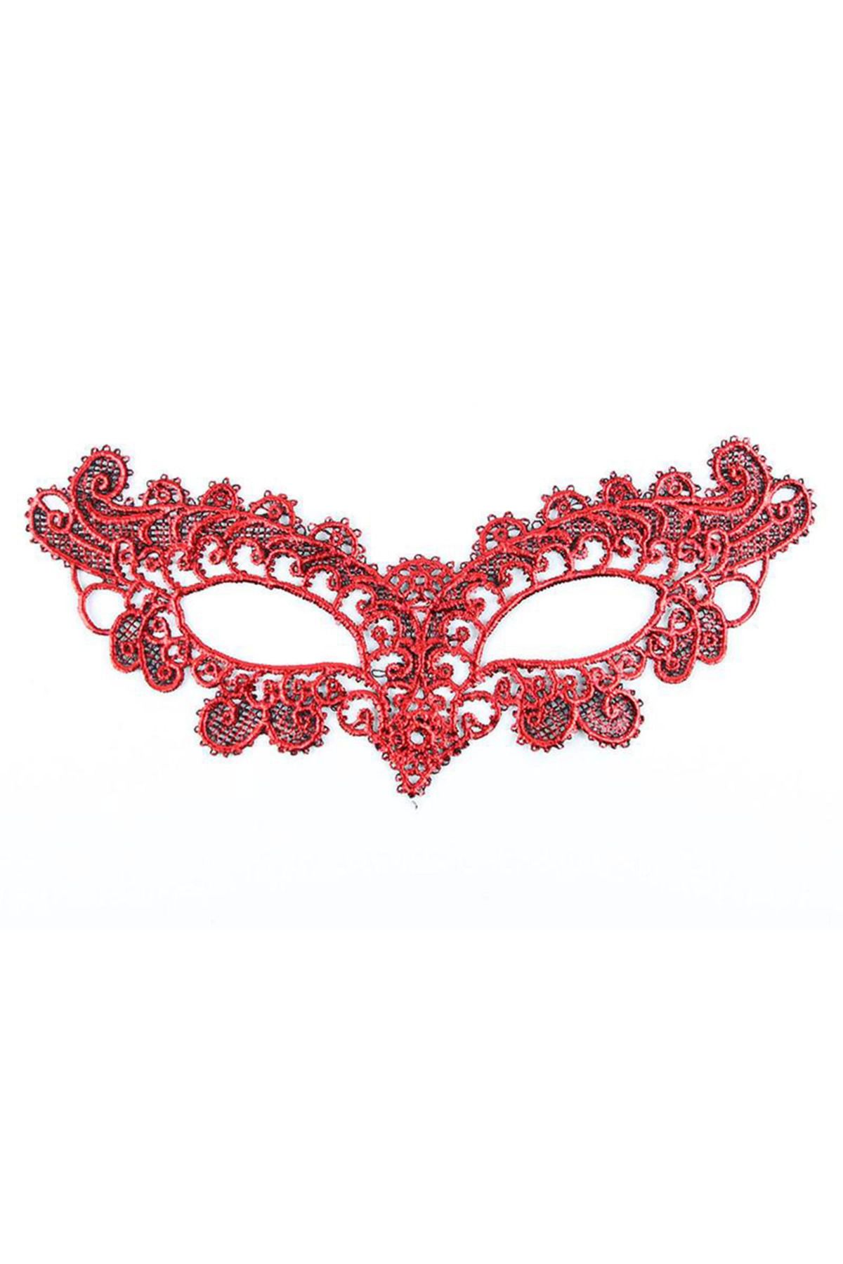 Narnuga Kırmızı Dantel Masquerade Maskesi 6 No - MCT6761-7506