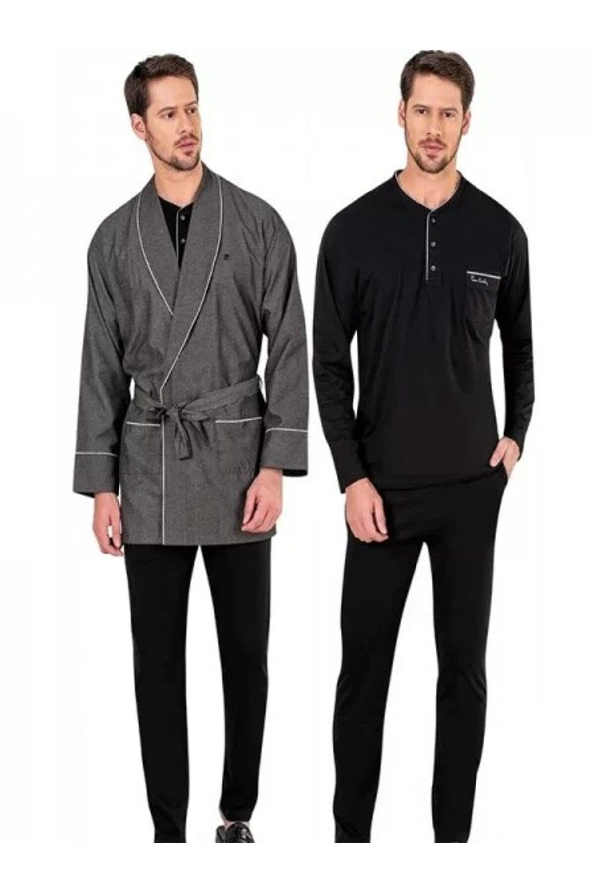 ست پیژامه مشکی مردانه کت و شلوار اورجینال Pierre Cardin