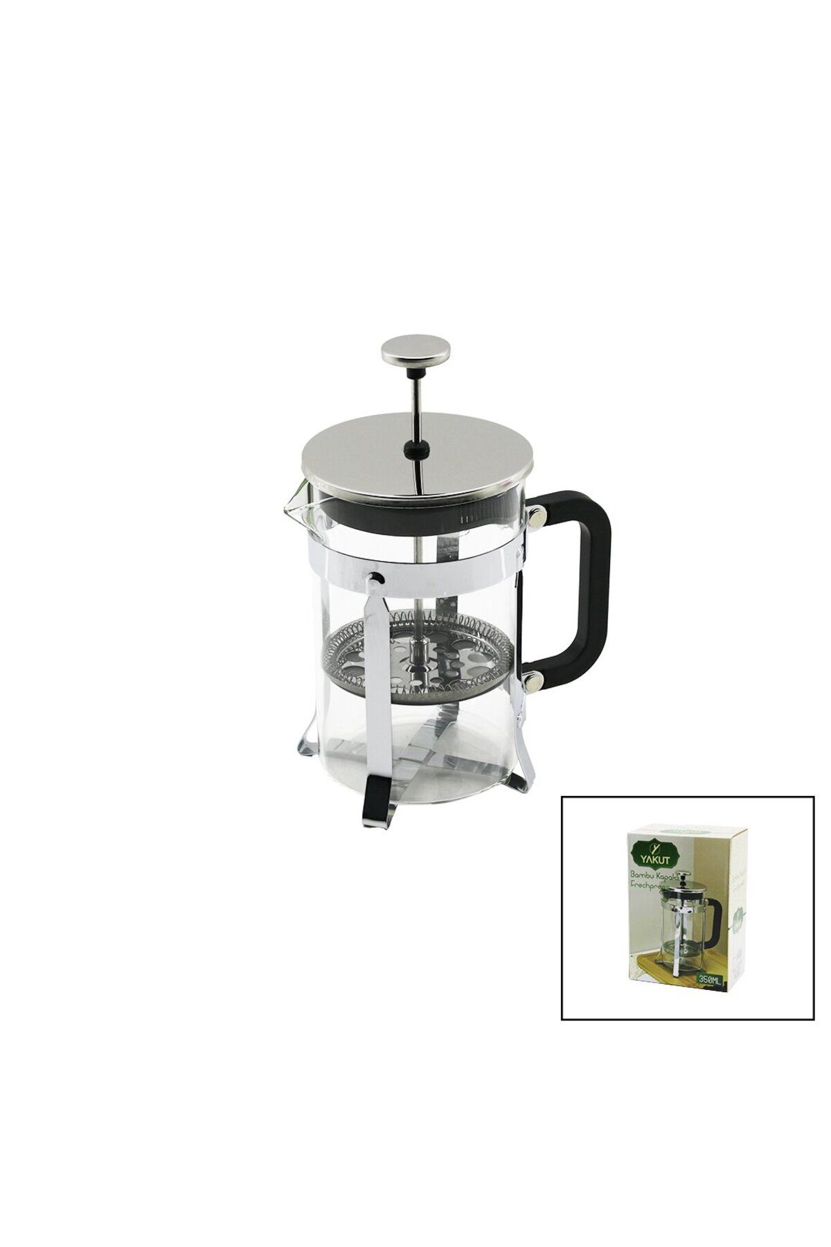 Narnuga FRECHPRESS 350ML CAM BİTKİ SÜZGEÇİ METAL KAFES - PLASTİK SAPLI METAL KAPLAMALI - MCT3687-3450