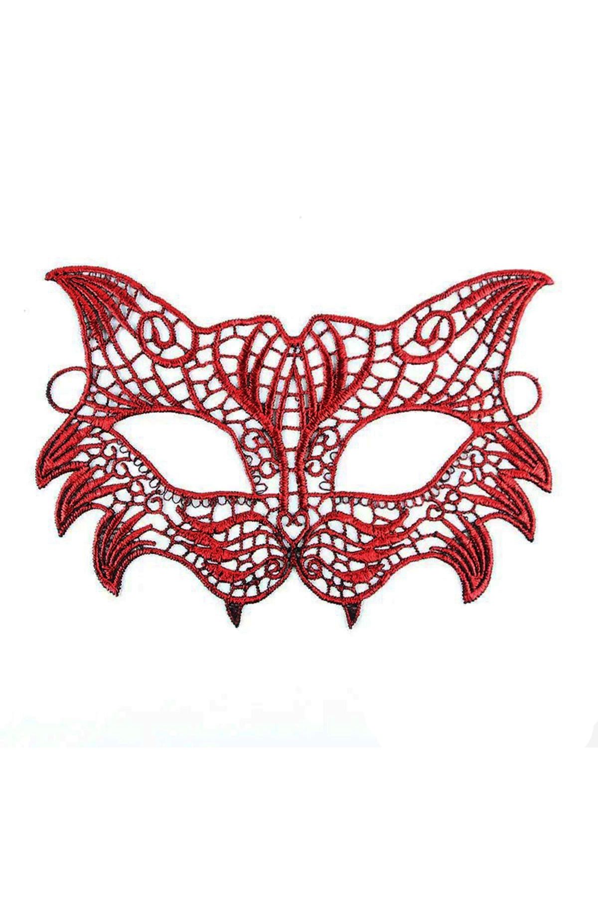Narnuga Kırmızı Dantel Masquerade Maskesi 8 No - MCT9513-6761