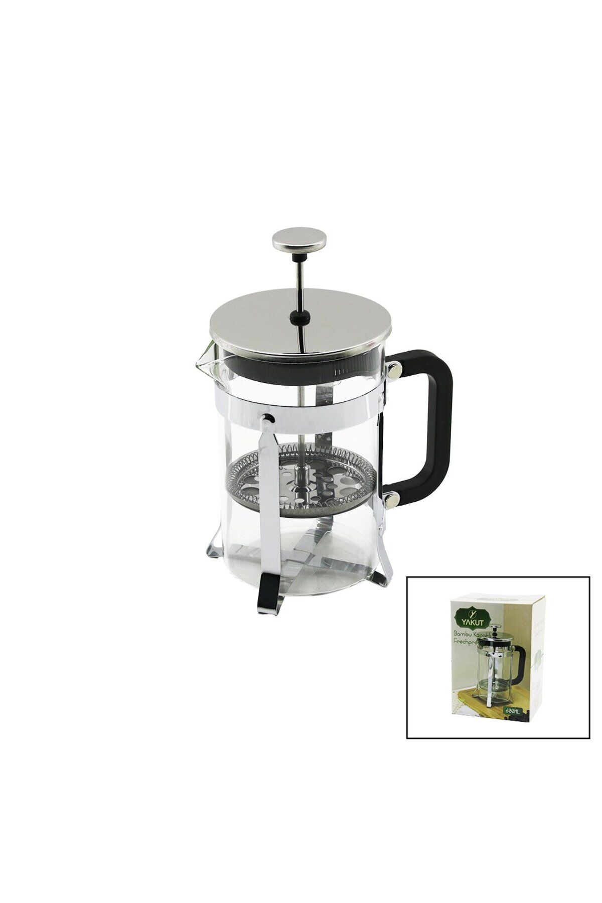 Narnuga FRECHPRESS 600ML CAM BİTKİ SÜZGEÇİ METAL KAFES - PLASTİK SAPLI METAL KAPLAMALI - MCT7009-3896