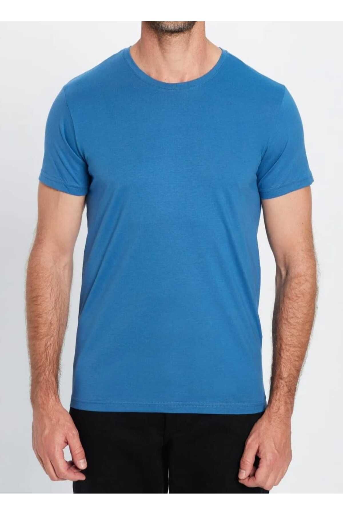 AURA Slim Fit Dar Kesim %100 Pamuk Yumuşak Dokulu Siyah Bisiklet Yaka Tişört