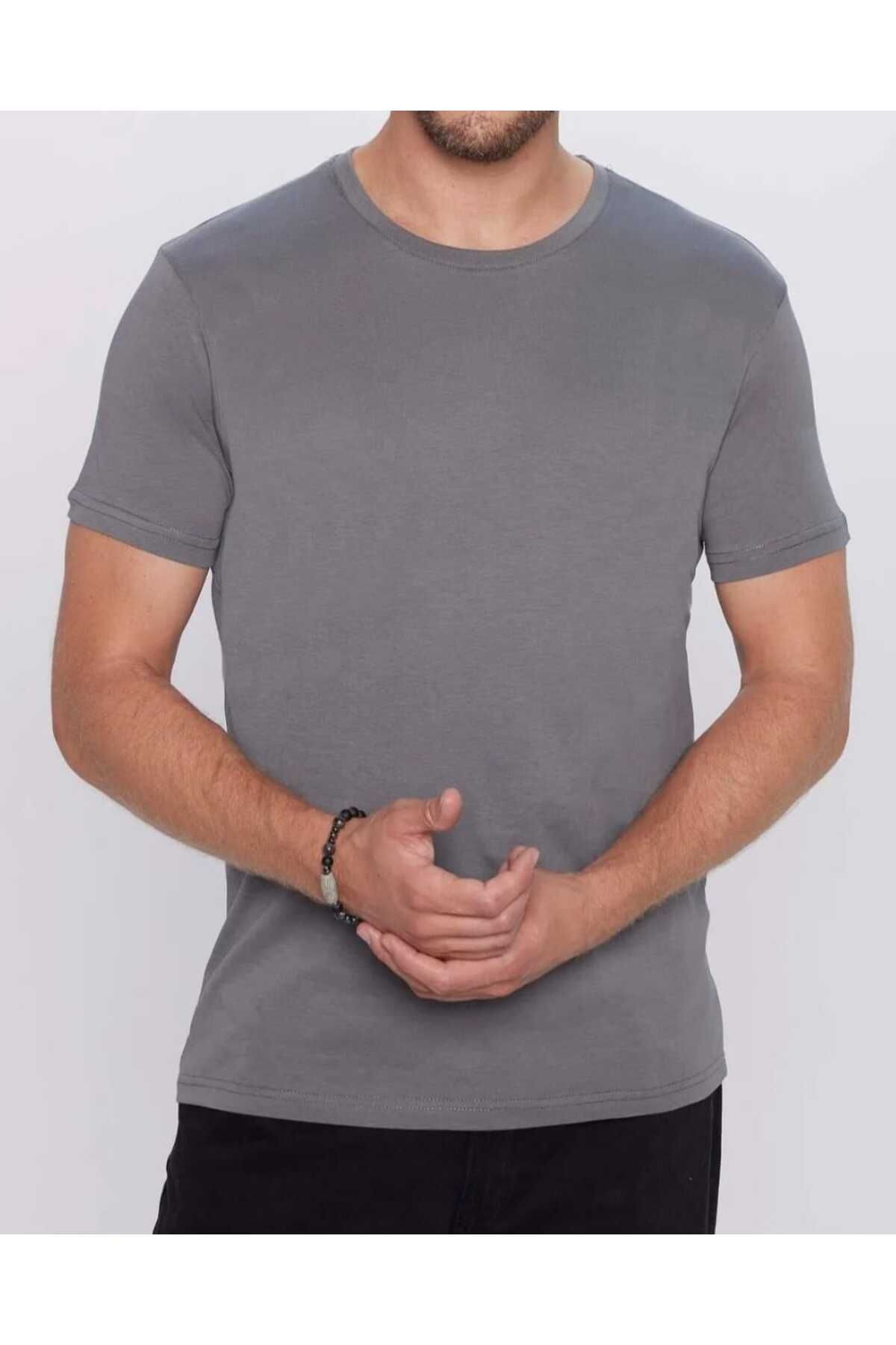 AURA Slim Fit Dar Kesim %100 Pamuk Yumuşak Dokulu Siyah Bisiklet Yaka Tişört