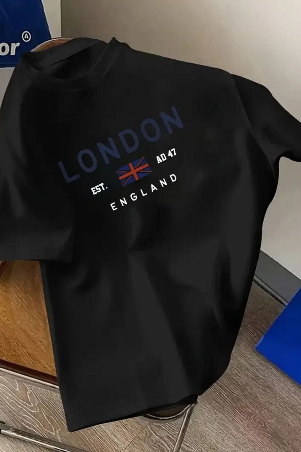 JoneBase Unisex London Est Baskılı Oversize  %100 Pamuk T-shirt