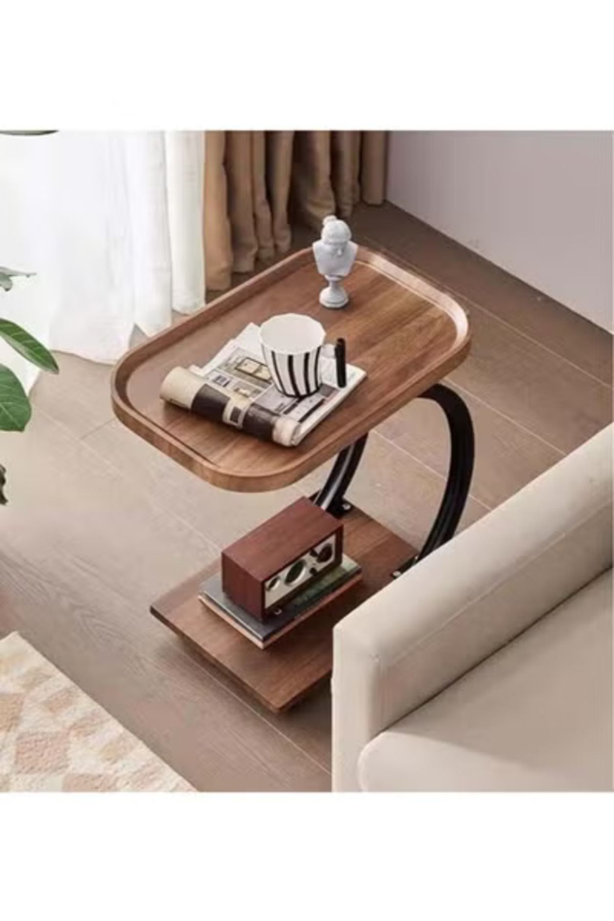co arma-C-shaped double-layer small side table for sofa and bed 2