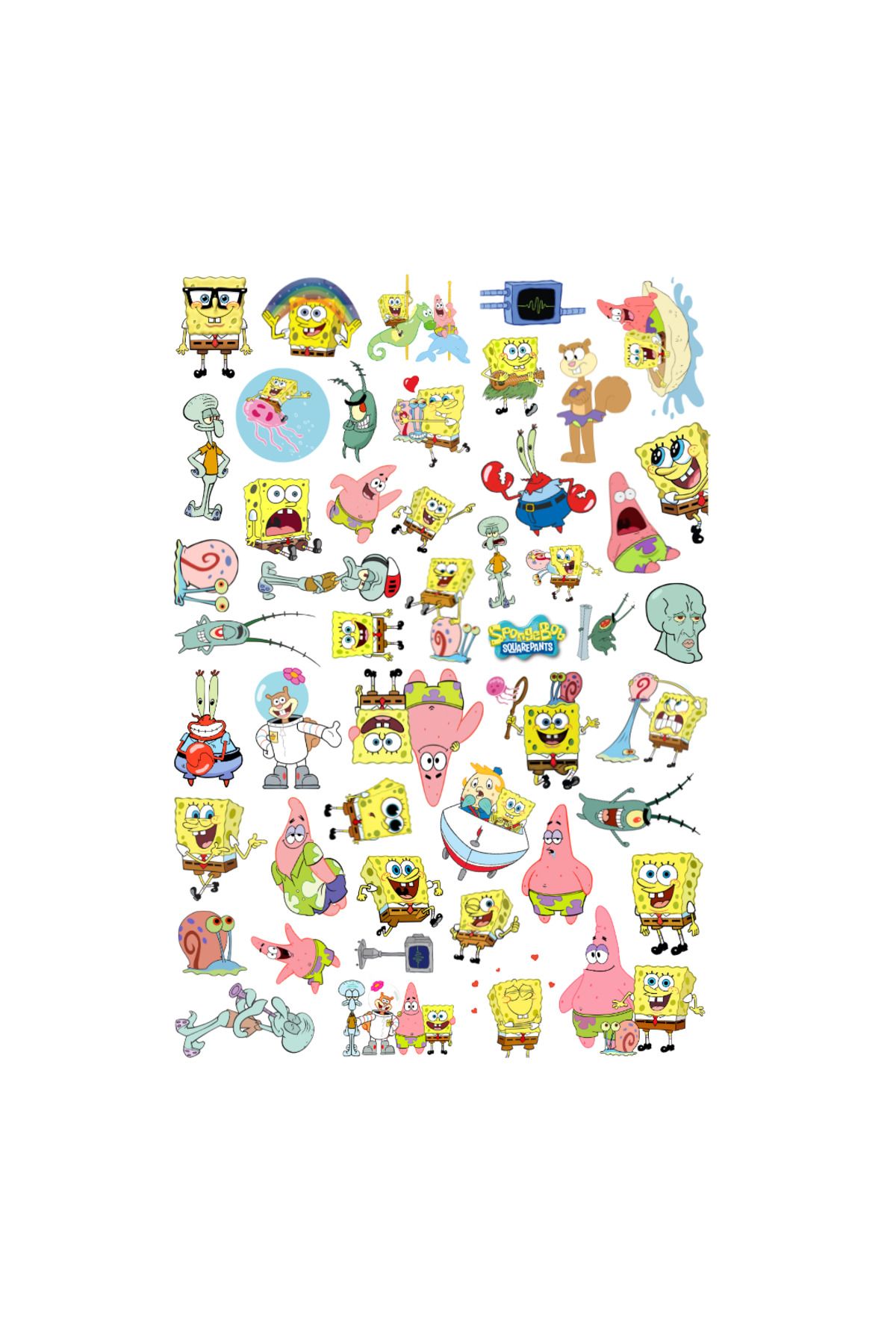 Ororabutik 47 Adet Sünger Bob Kare Bob Sticker Seti - Etiket Seti Scrapbook Bullet Journal