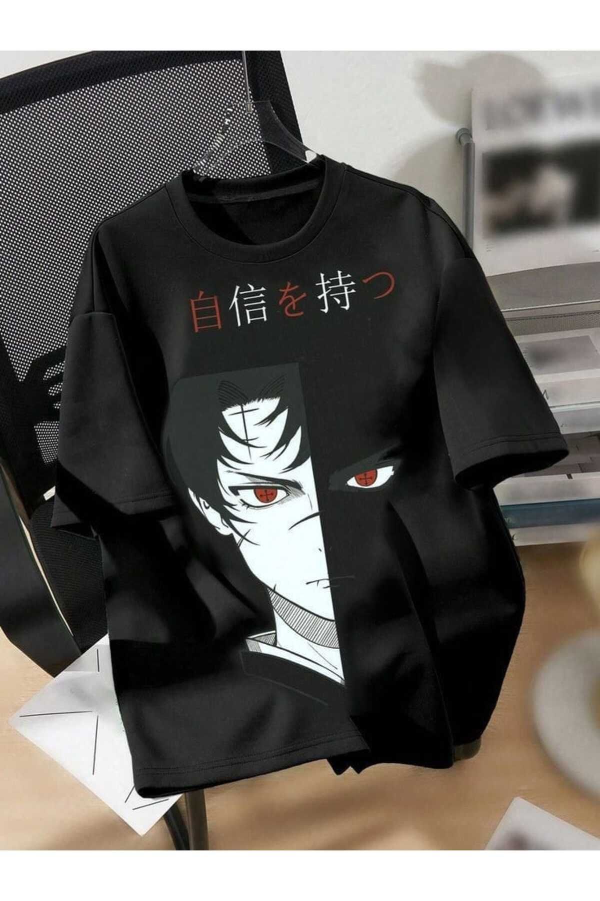 BUY CENTER Oversize Kalıp Unisex Şık Tasarımlı Tarz Baskılı Siyah T-shirt