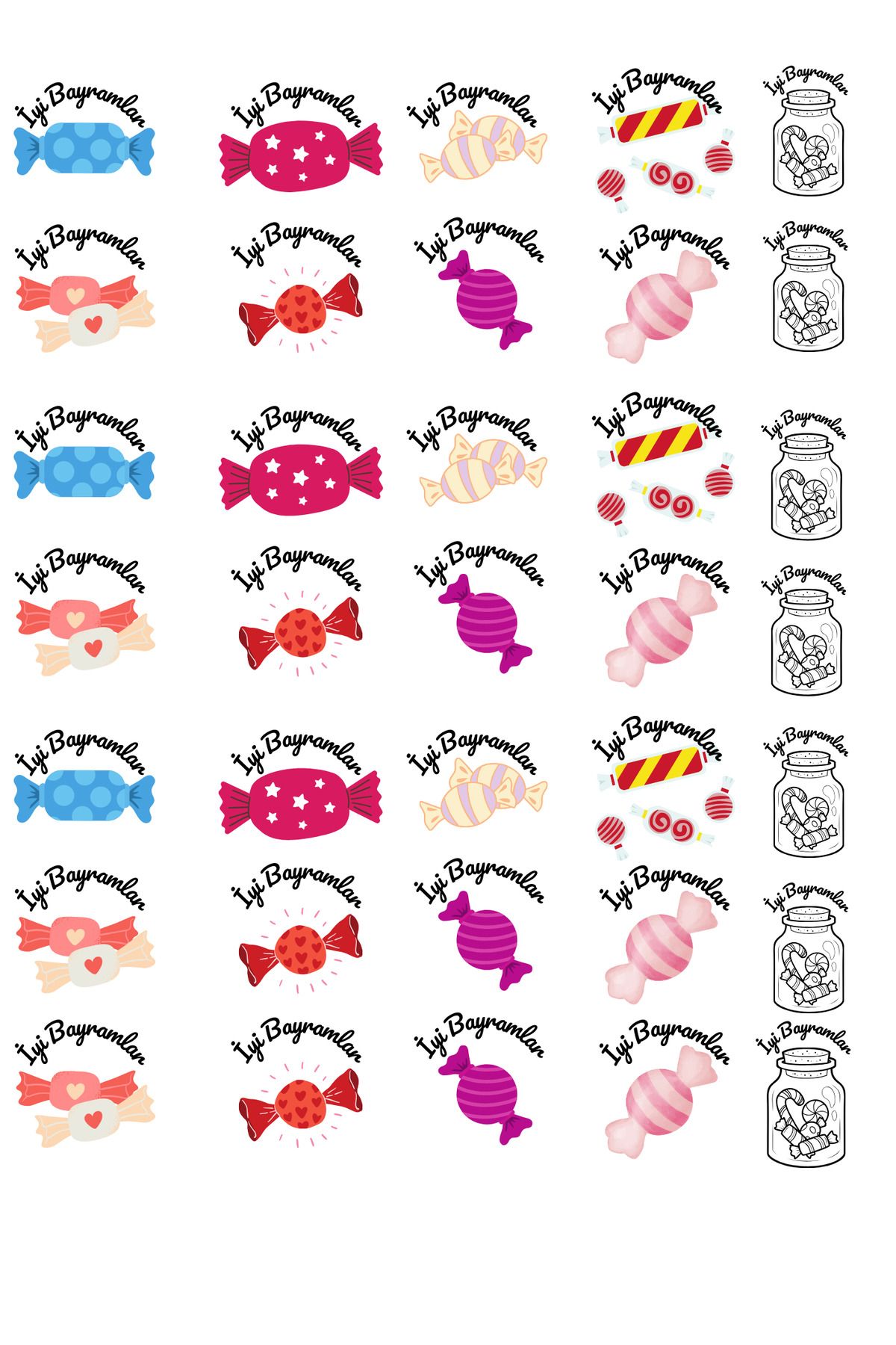 sentirshop İyi bayramlar, yazılı sticker seti, 35 adet