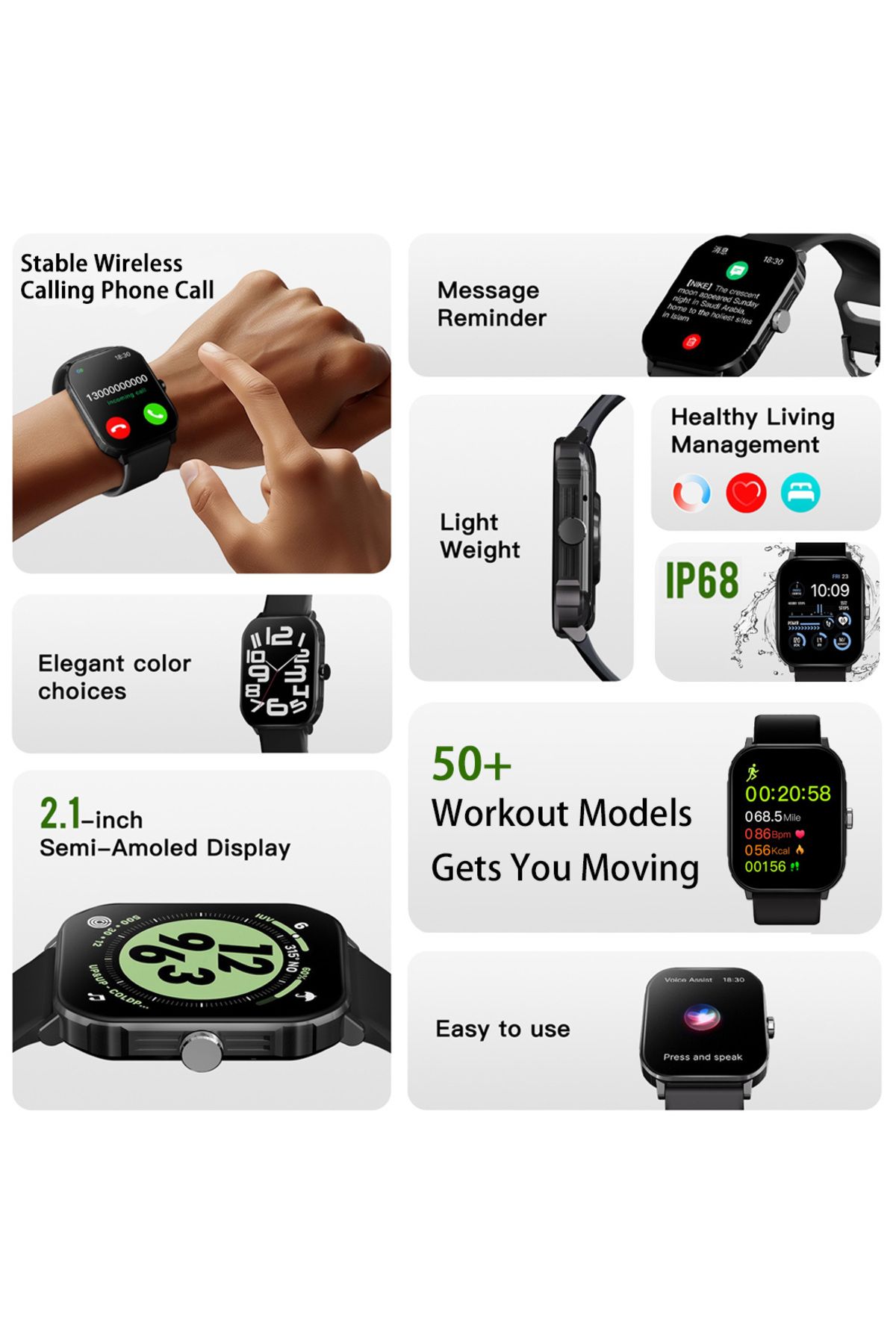 EqiEch-Scykei GT Talk Watch with Bluetooth Calls, 2.1" Touch Screen, 50 Sports Modes, and Long Battery Life 4