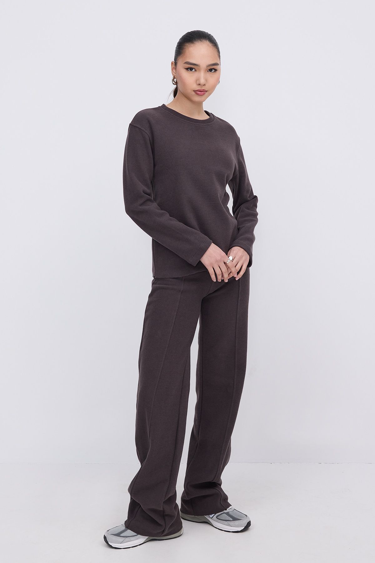 Addax-Front Seam Detailed Bottom Top Set Tkm8432-E3 6