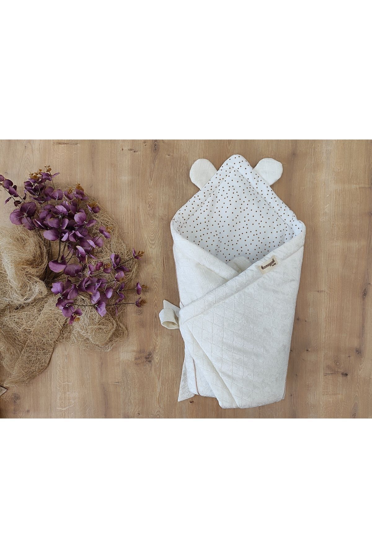 Tomuycuk Ekru Kız Erkek Bebek Battaniyesi Doğal Organik Uyku Bebek Kundağı Hastane Çıkışı Yenidoğan Mevsimlik fotoğrafı 6 (önizleme)