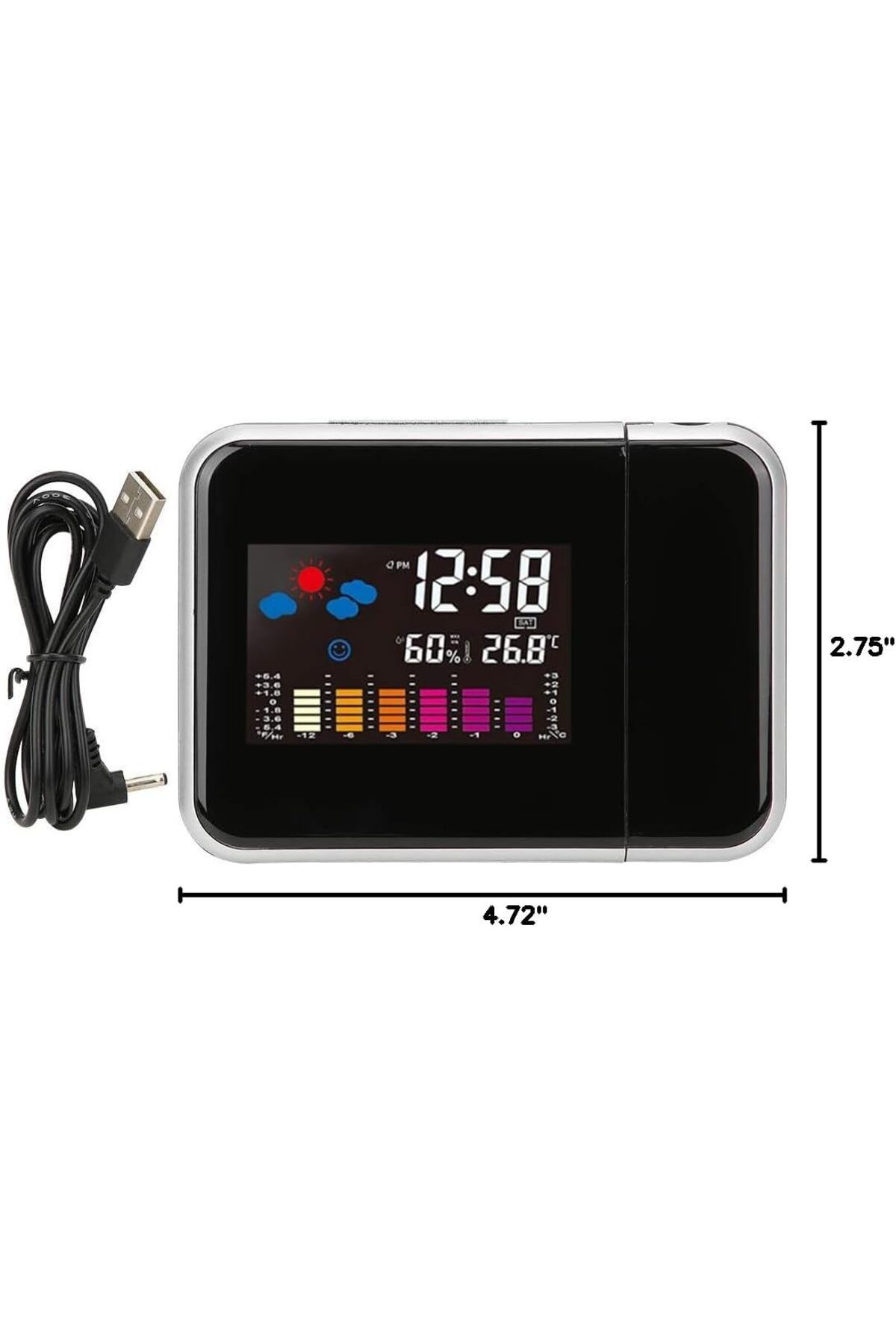 COOYA-Digital LCD Alarm Clock,Projector Clock for Ceiling with Weather Forecast Calendar Humidity Display 6