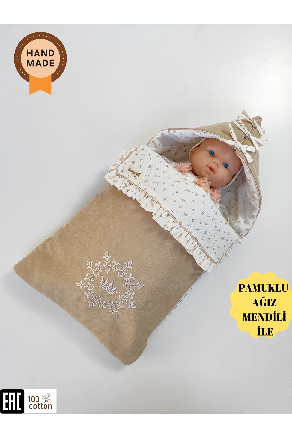 Tomuycuk Kız Erkek Bebek Dış Kundak Battaniyesi Özel Nakışlı %100 Pamuklu Mevsimlik Hastane Çıkışı Yenidoğan fotoğrafı 2 (önizleme)