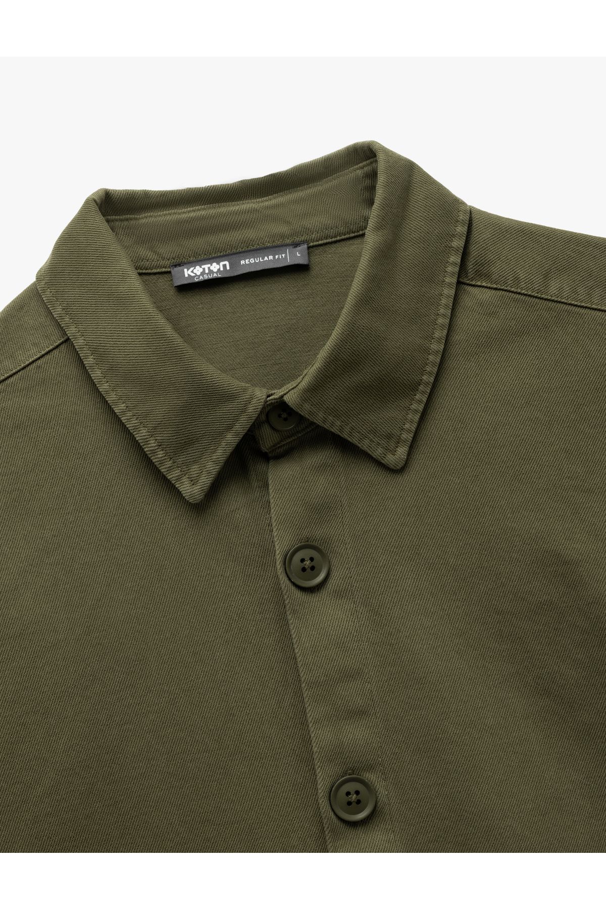 Koton-Cotton Long Sleeve Regular Fit Classic Collar Buttoned Shirt Jacket 5