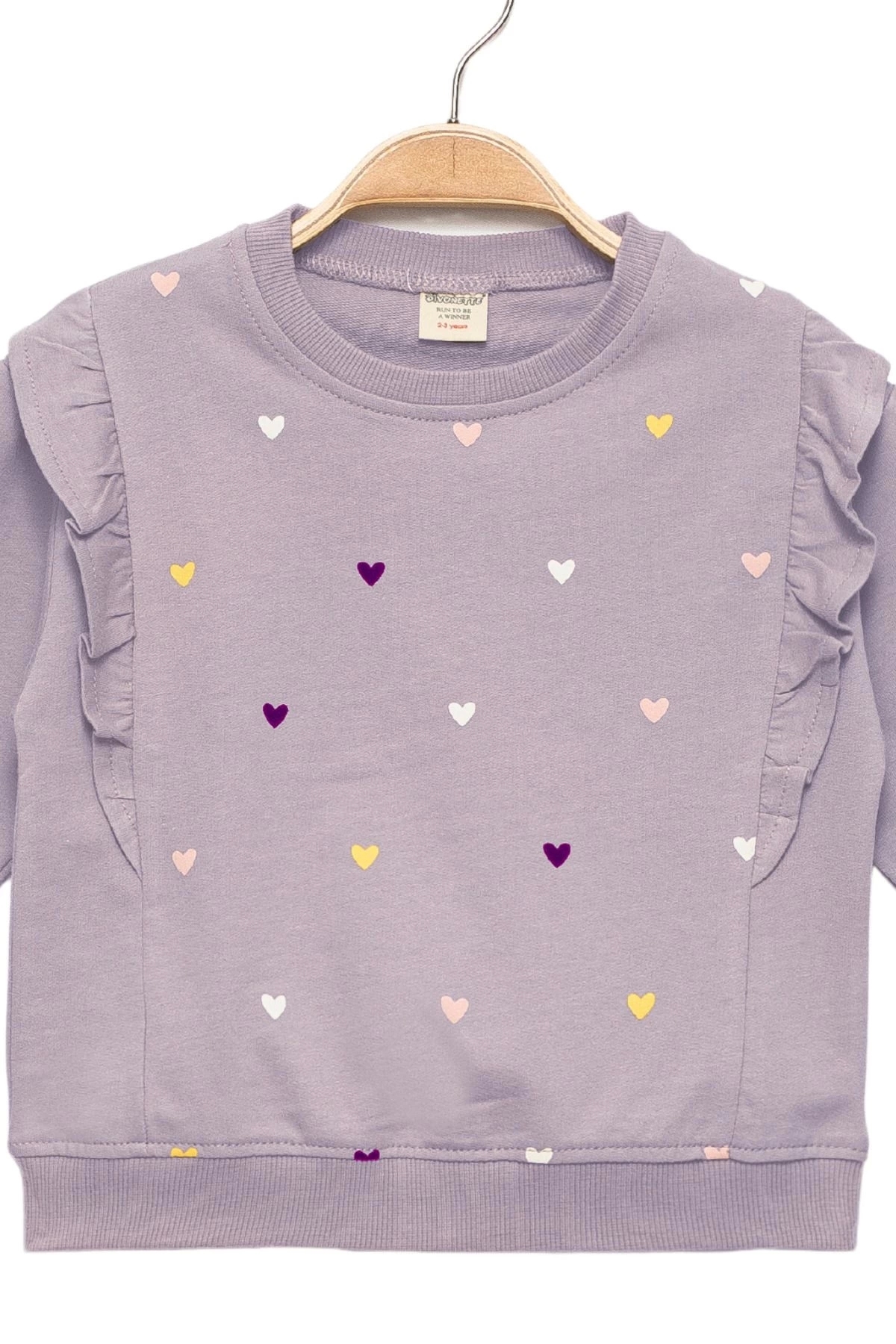 Divonette Kız Bebek %100 Pamuk Fırfırlı Lila Sweatshirt - Kız Çocuk Giyim fotoğrafı 3 (önizleme)