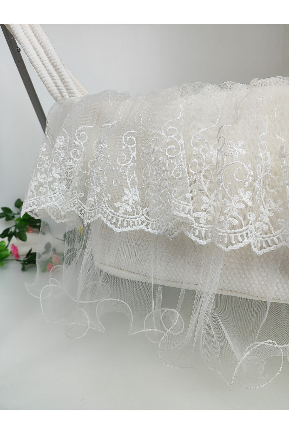 Tomuycuk Anne Yanı Bebek Salıncağı Metal Hamak Taşınabilir Beşik Portatif Katlanır Pamuklu Taşıma Kundak fotoğrafı 4 (önizleme)