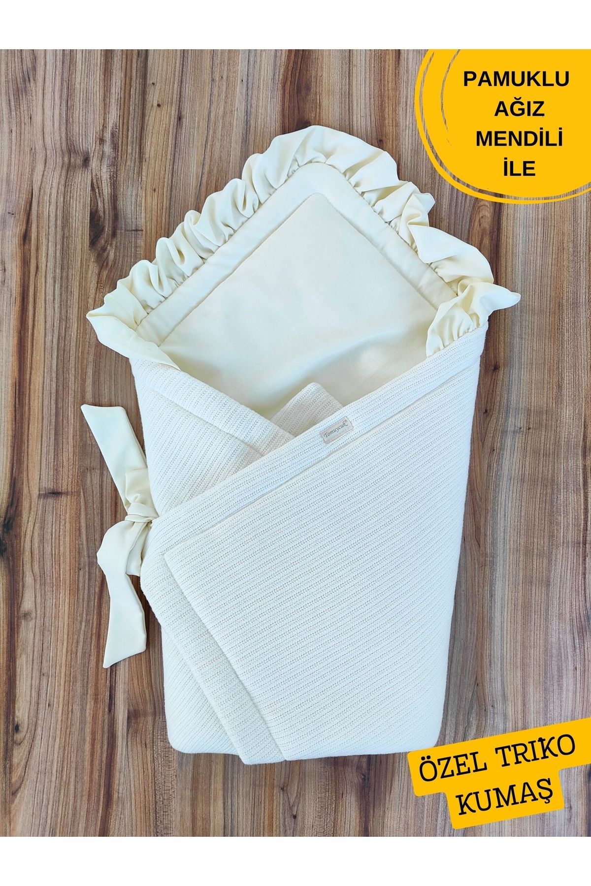 Tomuycuk Triko Örgü Kışlık Kız Erkek Bebek Battaniyesi Kundağı Pamuklu Hastane Çıkışı Yenidoğan Hediyelik fotoğrafı 3 (önizleme)