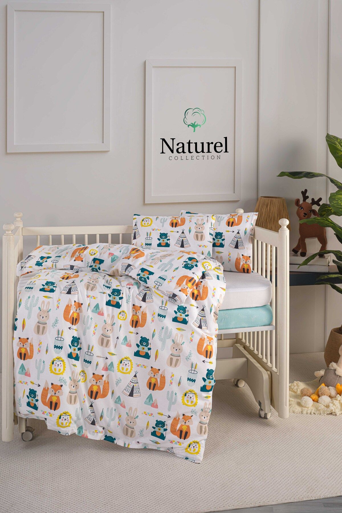 Naturel Collection Bebek Nevresim Takmı Sıvı Geçirmez Alezli + Lastikli çarşaflı + Fermuarlı %100 Pamuk