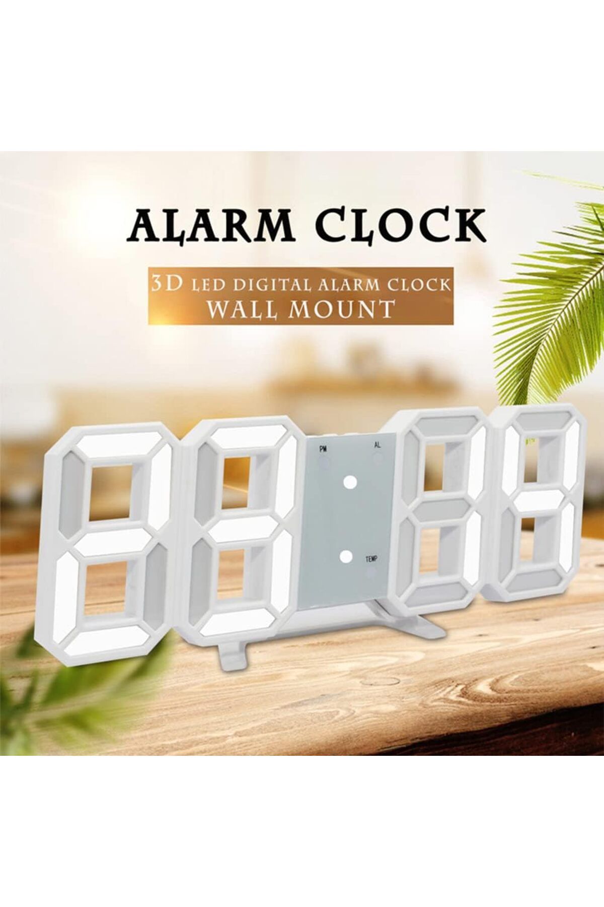 COOYA-3D Digital Alarm Clock, LED with Brightness Adjustable, USB Charging and 12/24 Hour Display 4