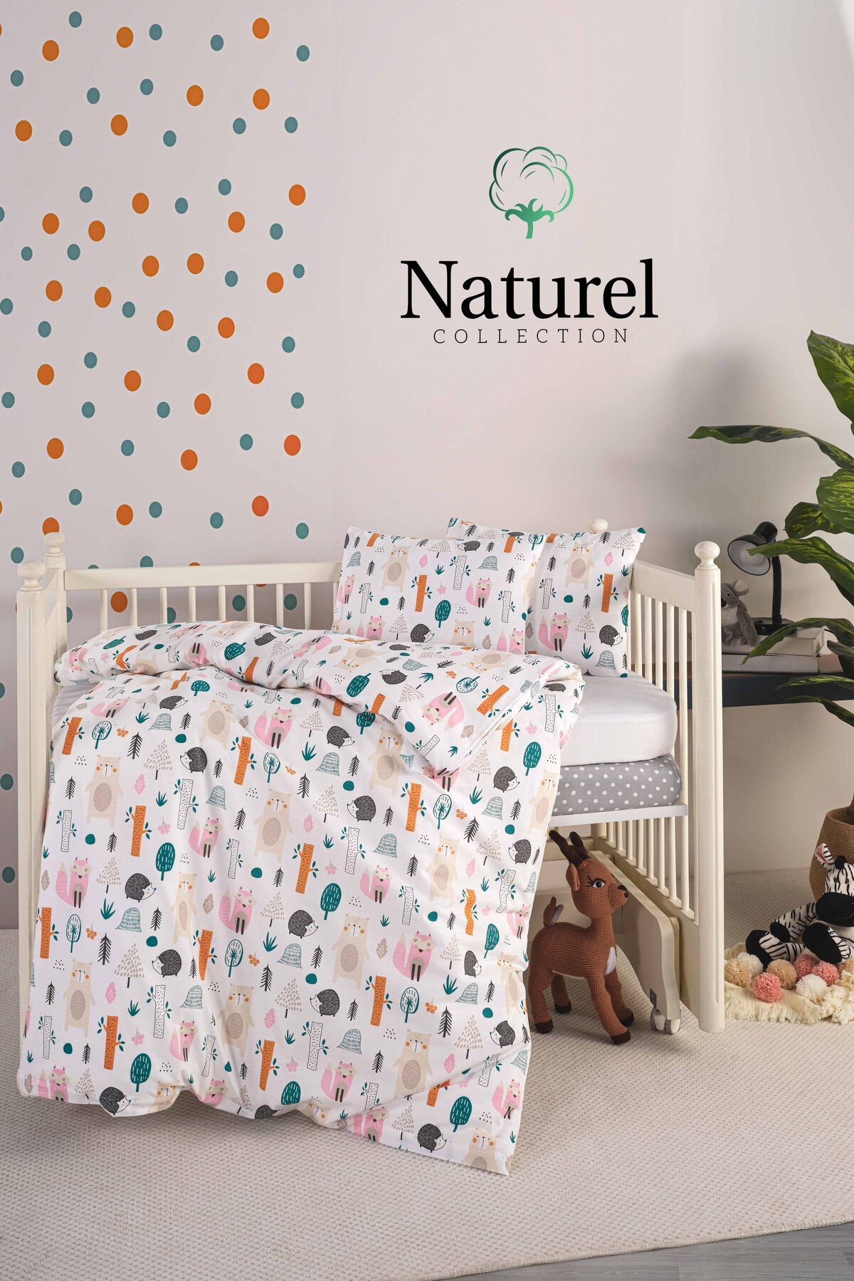 Naturel Collection Bebek Nevresim Takmı Sıvı Geçirmez Alezli + Lastikli çarşaflı + Fermuarlı %100 Pamuk