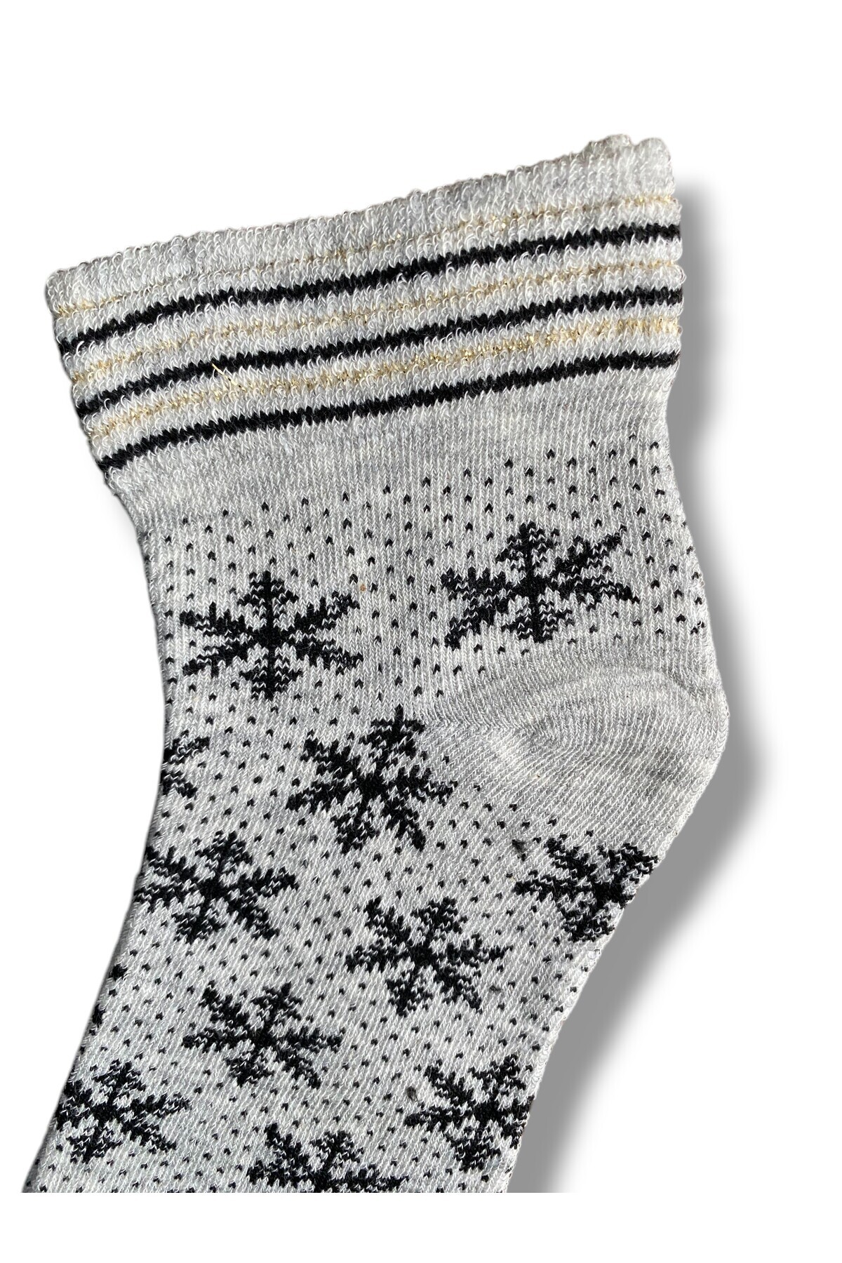 Line Smart-6 Pack Women's Gray Glittery Snow Patterned Half Booties Socks 3