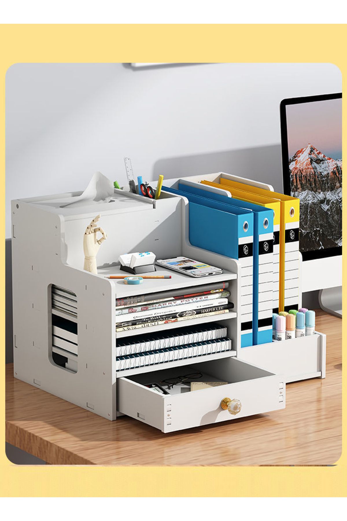 KidLe-Desktop Book Organizer Shelf Multilayer Book Stand Office A4 Classification Data Rack 3
