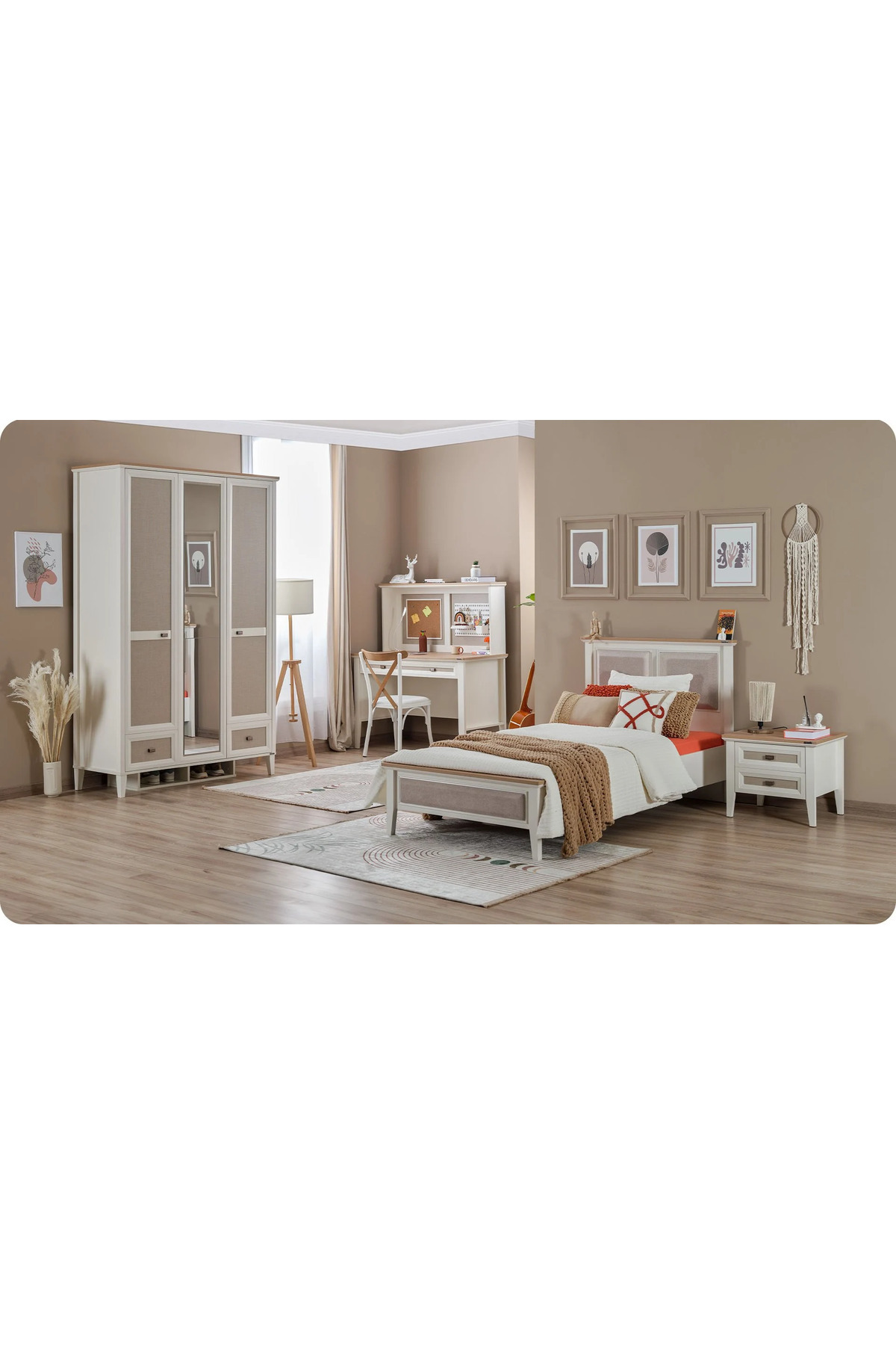 Ritmik Orion Genç Odası ( 3 Kapaklı Dolap + 100*200 Karyola + Çalışma Masası )
