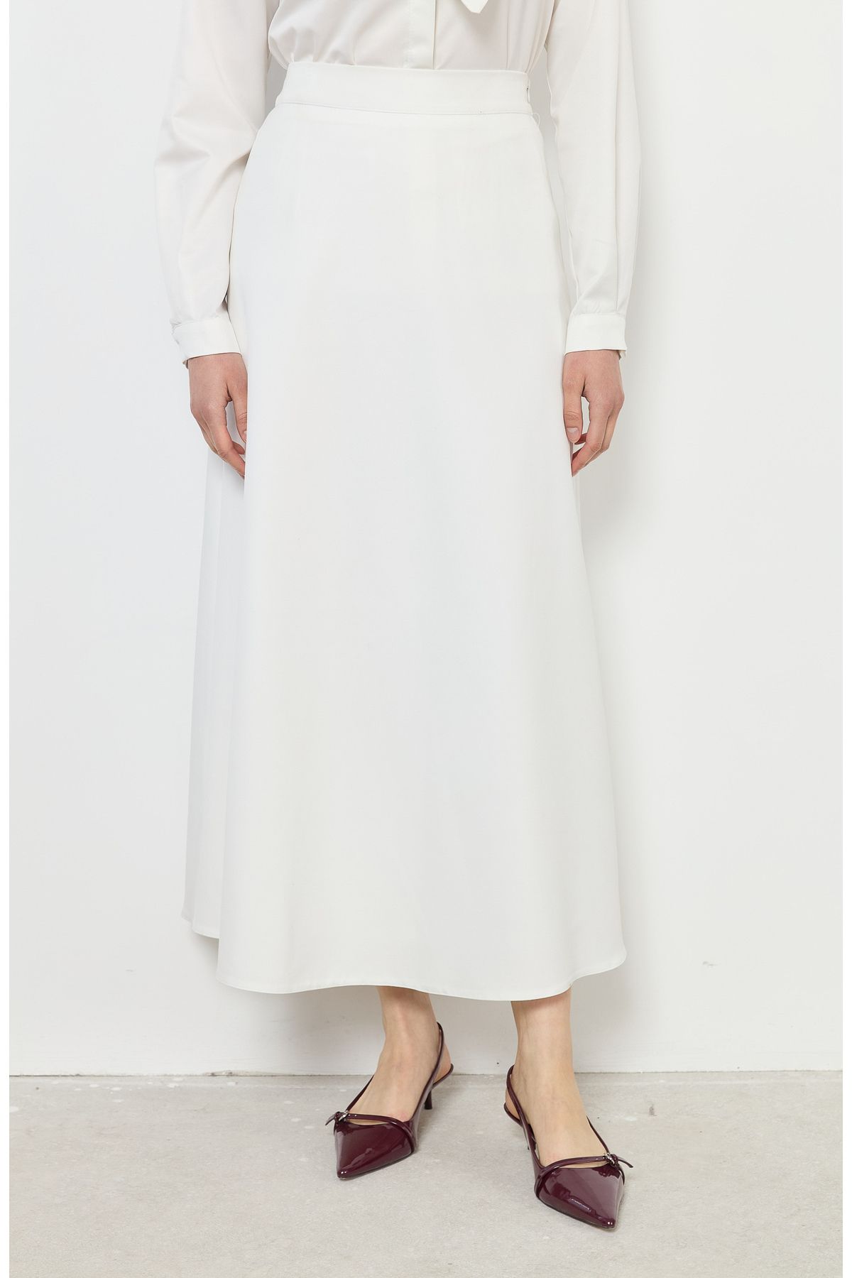 Fatma Atasoy-Double Ecru Flared Skirt 4