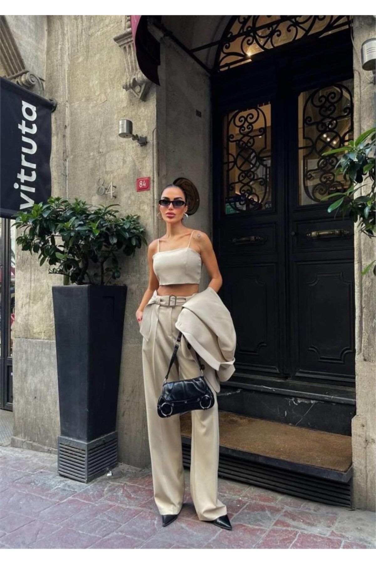 gelirr KOL 4 DÜĞME - BÜSTİYERLİ 3 CEKET PANTOLON TAKIM - Bej
