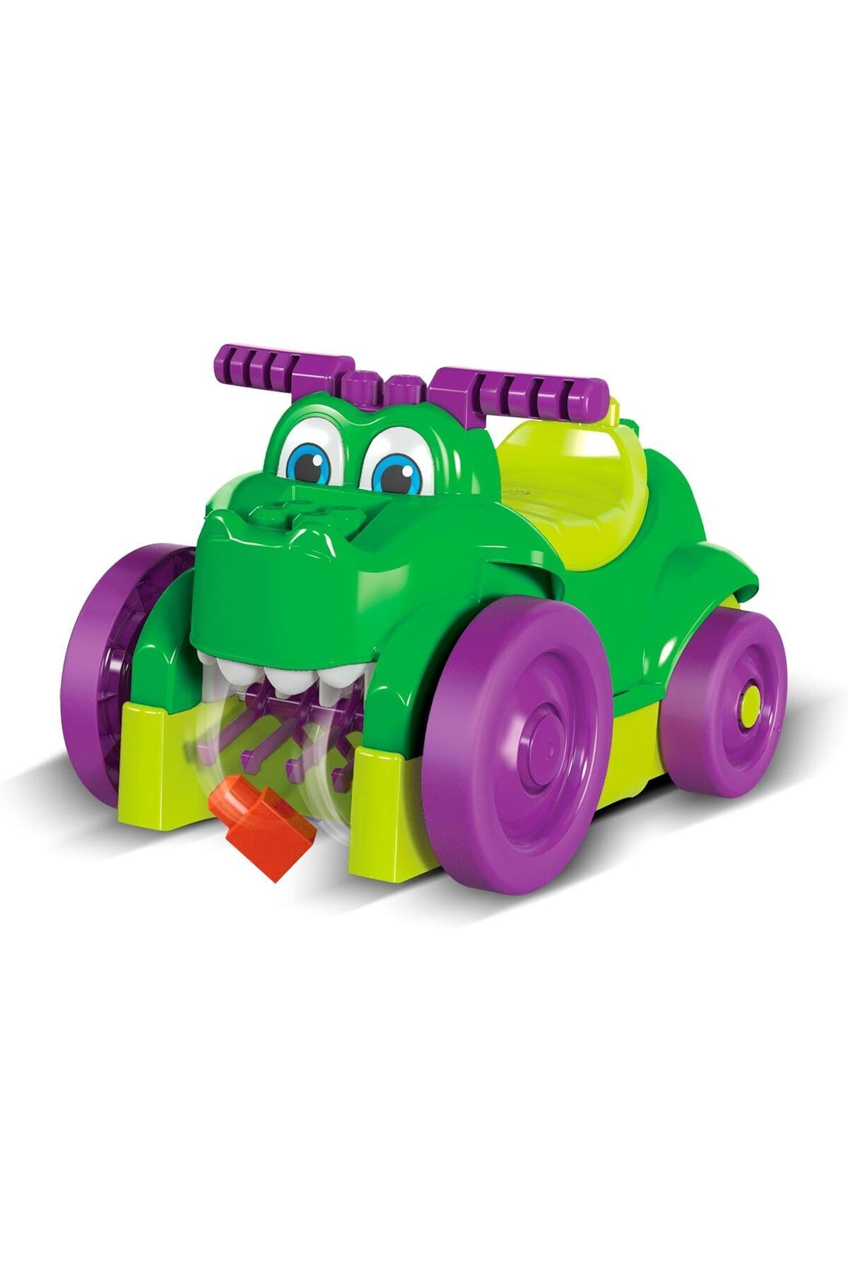MEGA-Bloks Ride 'n Chomp Croc ride-on toy building set with 25 big and colorful building blocks, gif 4