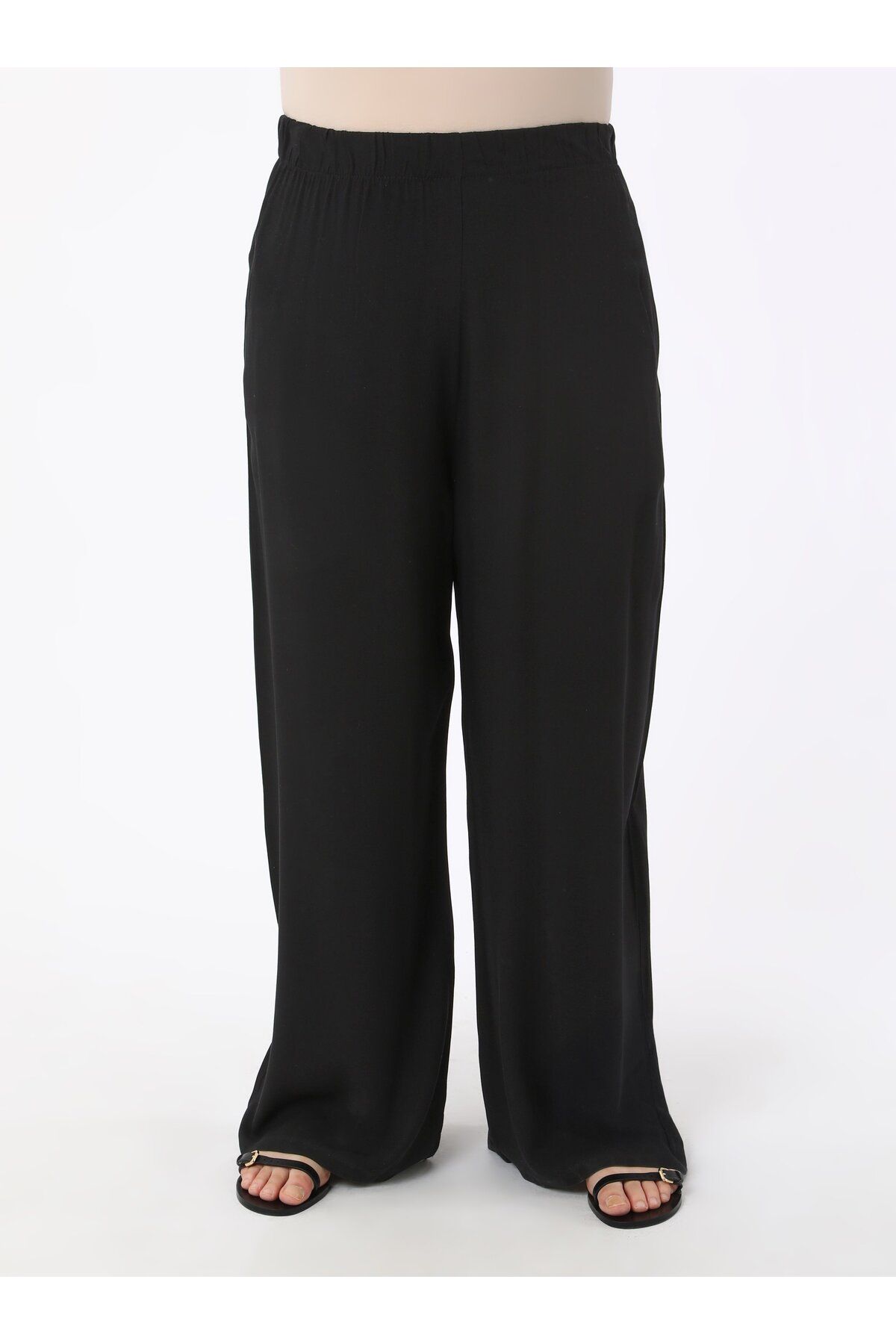 ALİA-Large Size Comfortable Elastic Trousers - Black - Alia 3
