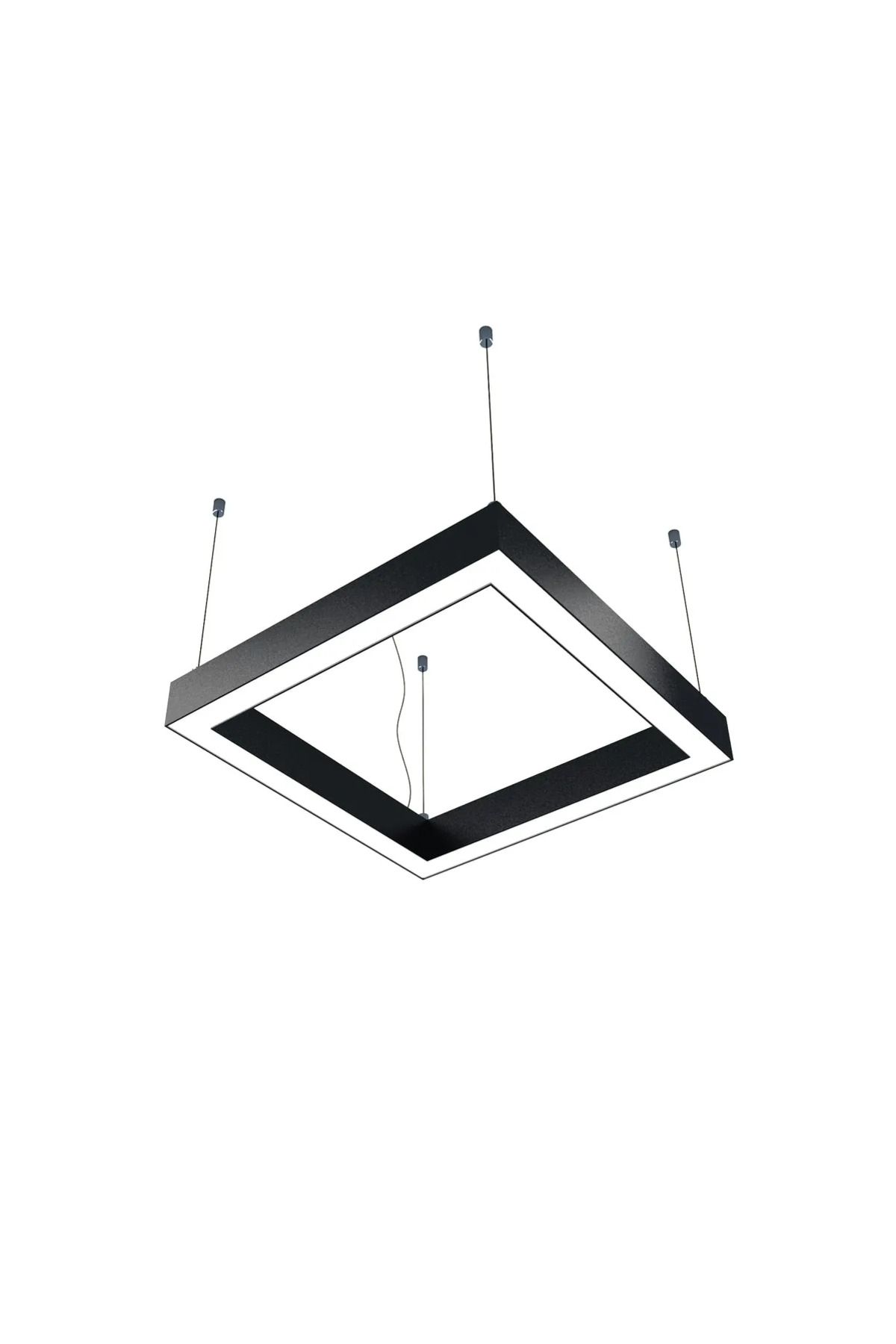 LEKOLED 55x55cm Kare Modern Led Avize Siyah Sarkıt Linear 6500k Beyaz Işık Rengi