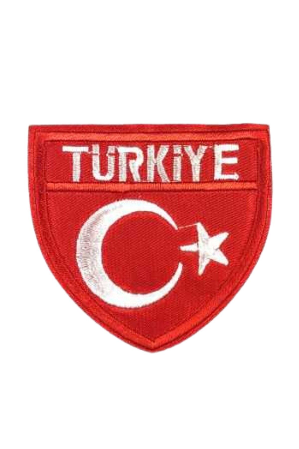 blueb Aplike Ütü İle Yapışan Türk Bayrağı Türkiye Yazılı Arma 4 cm