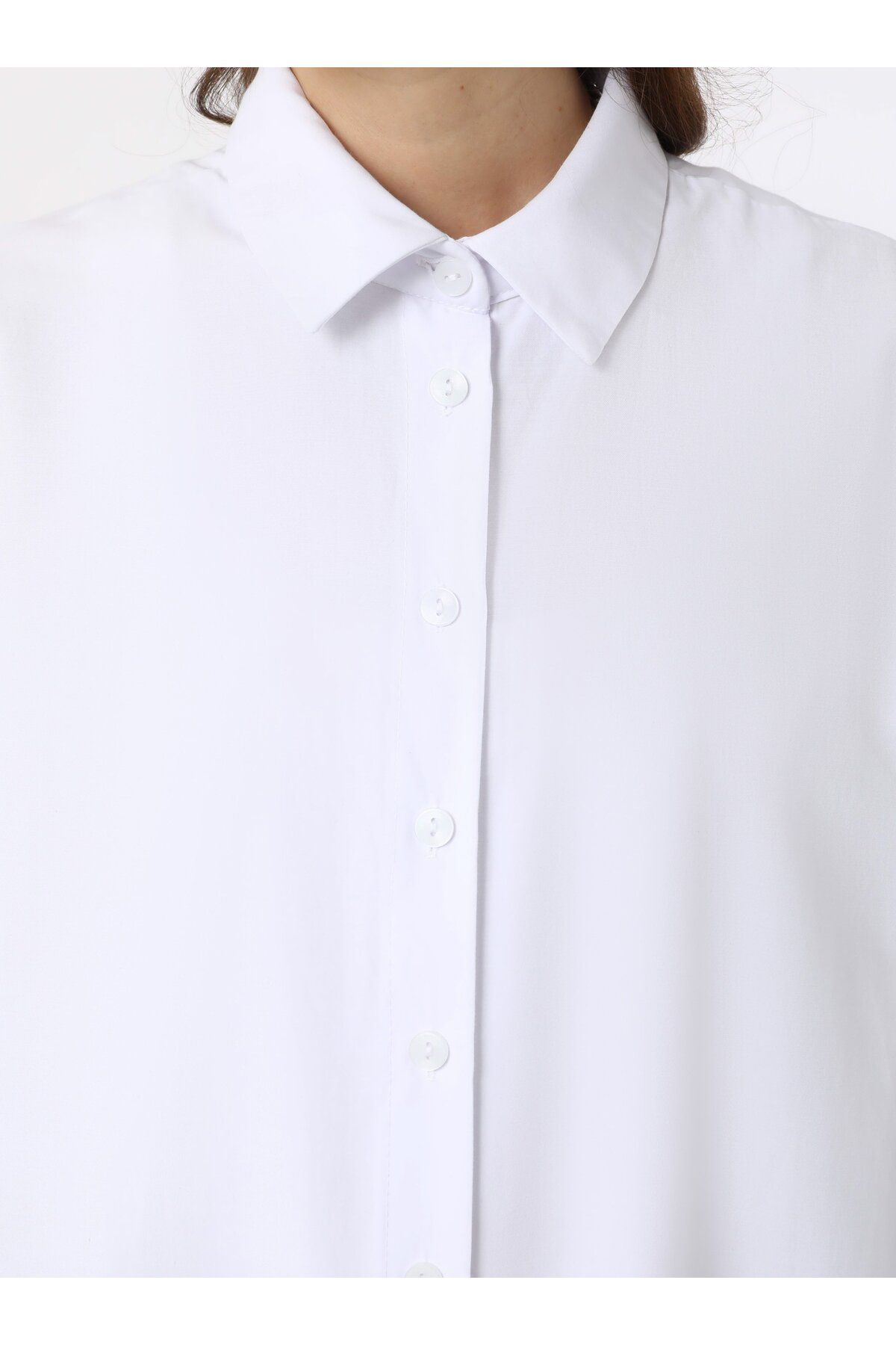 Benin-Benin Cotton Poplin Oversize Shirt Tunic - White 7
