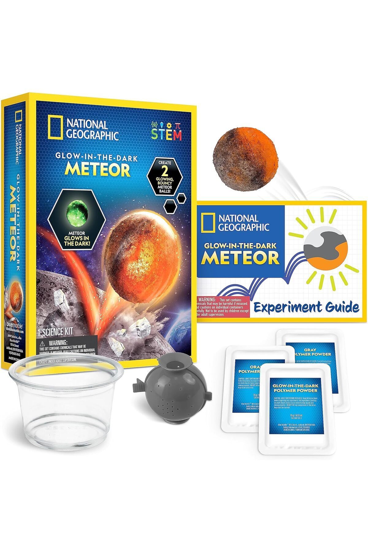 NATIONAL GEOGRAPHIC-Glow In The Dark Meteor Bouncy Balls for Kids - Thrilling Space Ball Craft Kit C 2