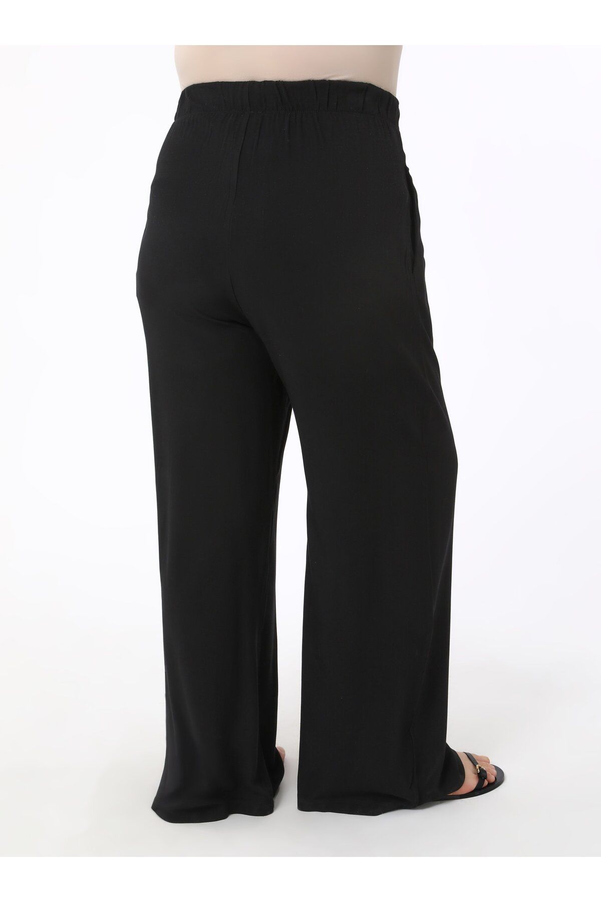 ALİA-Large Size Comfortable Elastic Trousers - Black - Alia 5