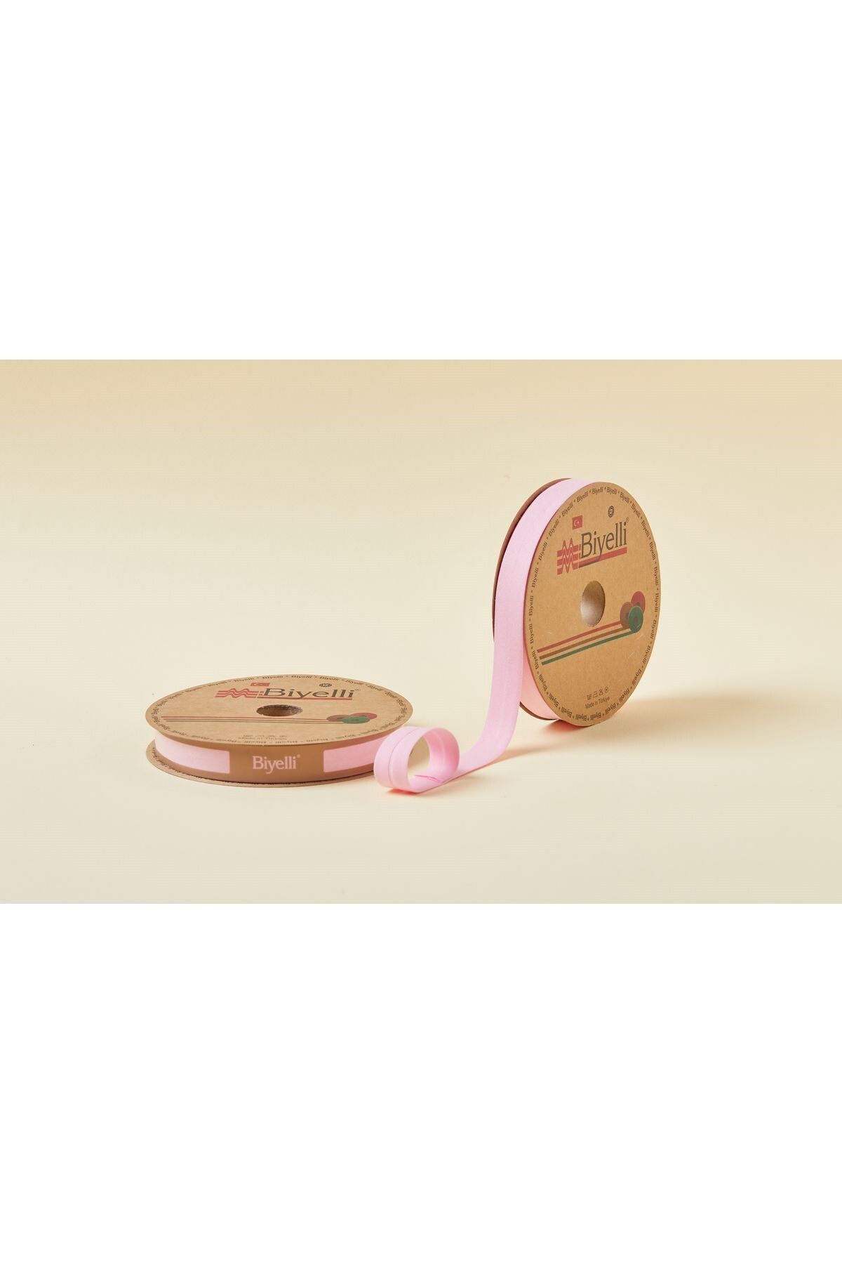 Biomak Biye Koton Katlı D08 Pembe 2 cm 25 Metre %65 Koton %35 Polyester
