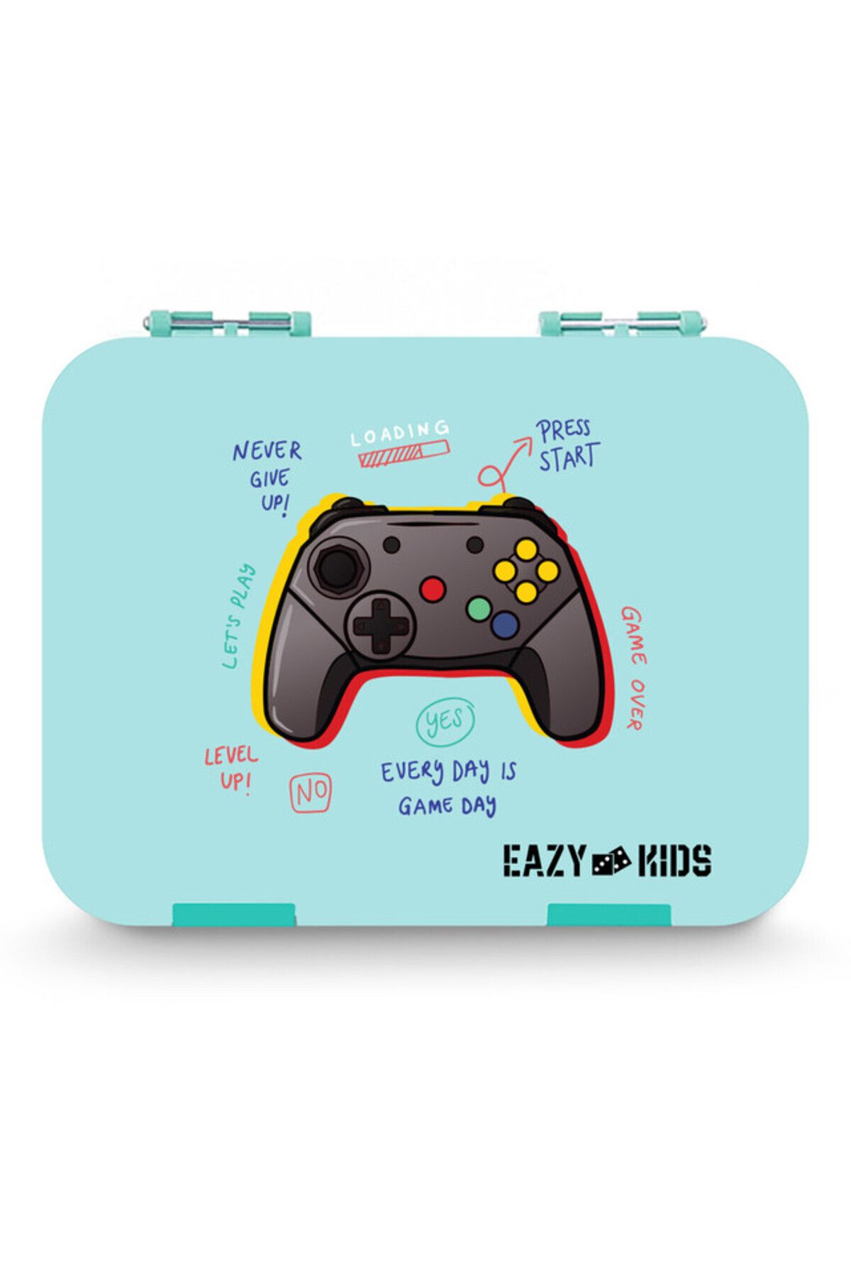Eazy Kids-صندوق غداء بنتو مكون من 6 أقسام مع مجموعة قطاعة ساندويتش - بلاي ستيشن أخضر 2