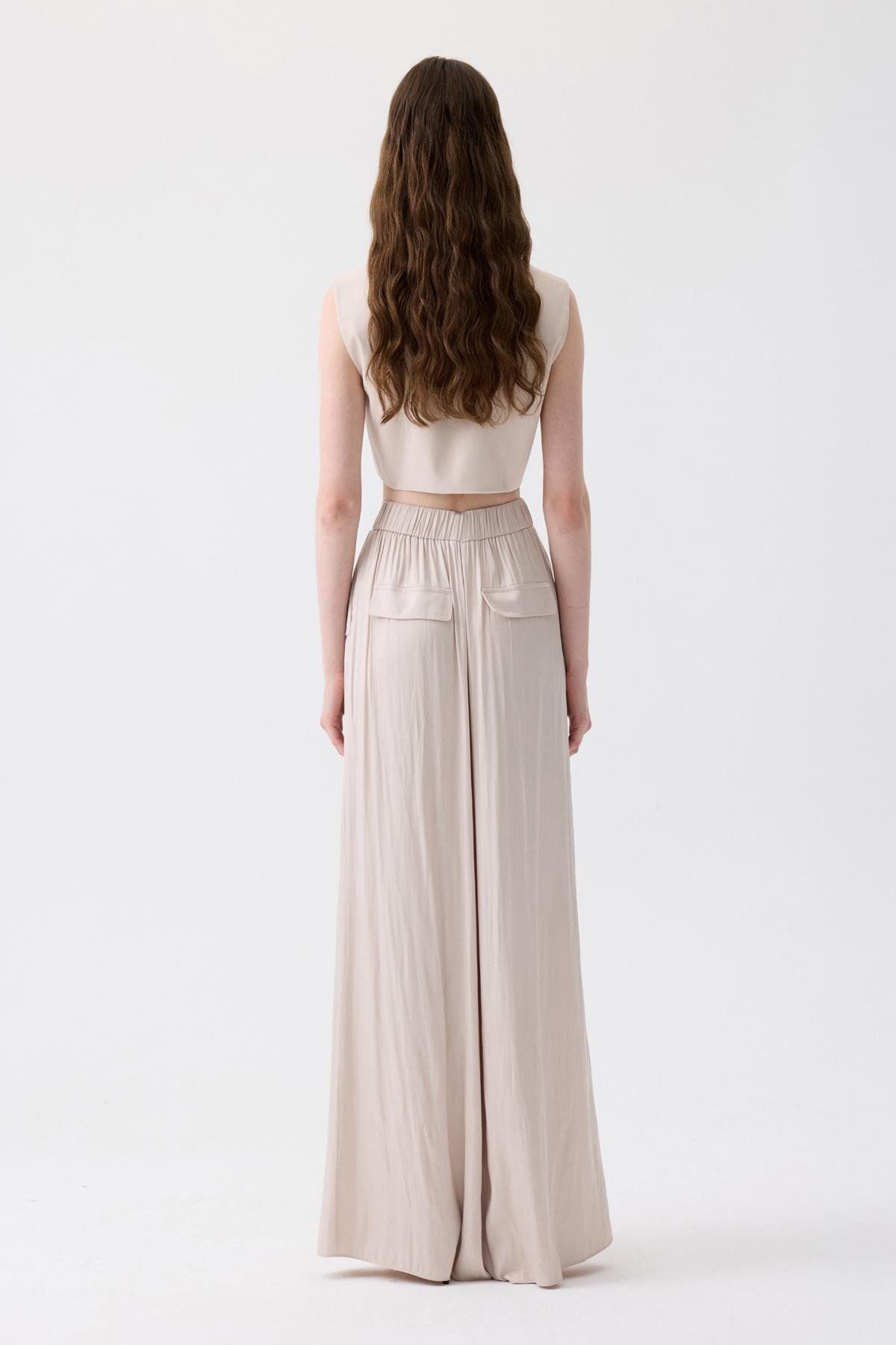 rue.-Asymmetric Cut Sleeveless Ecru Blouse 6