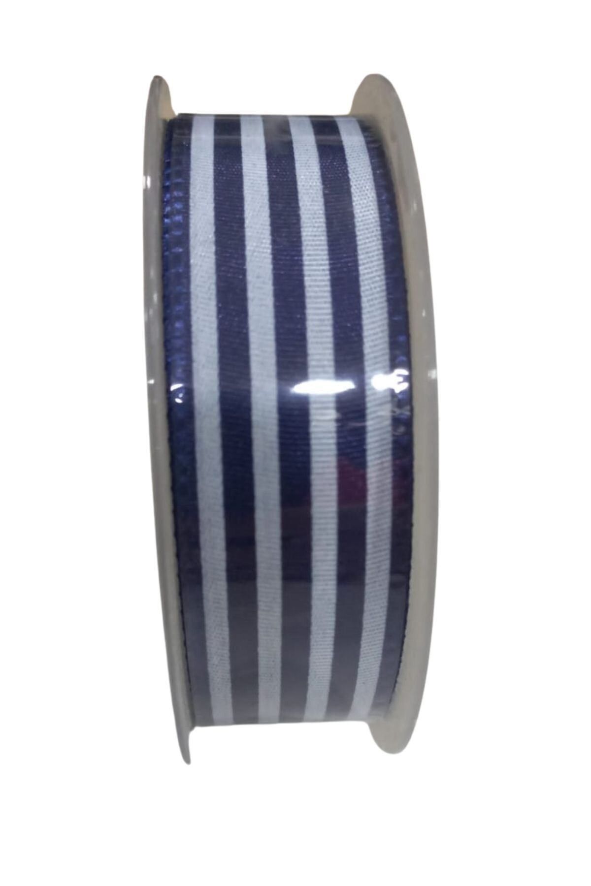 BulutRetail Tafta Çizgi Desen Kurdele 25 mm Lacivert 1 Metre