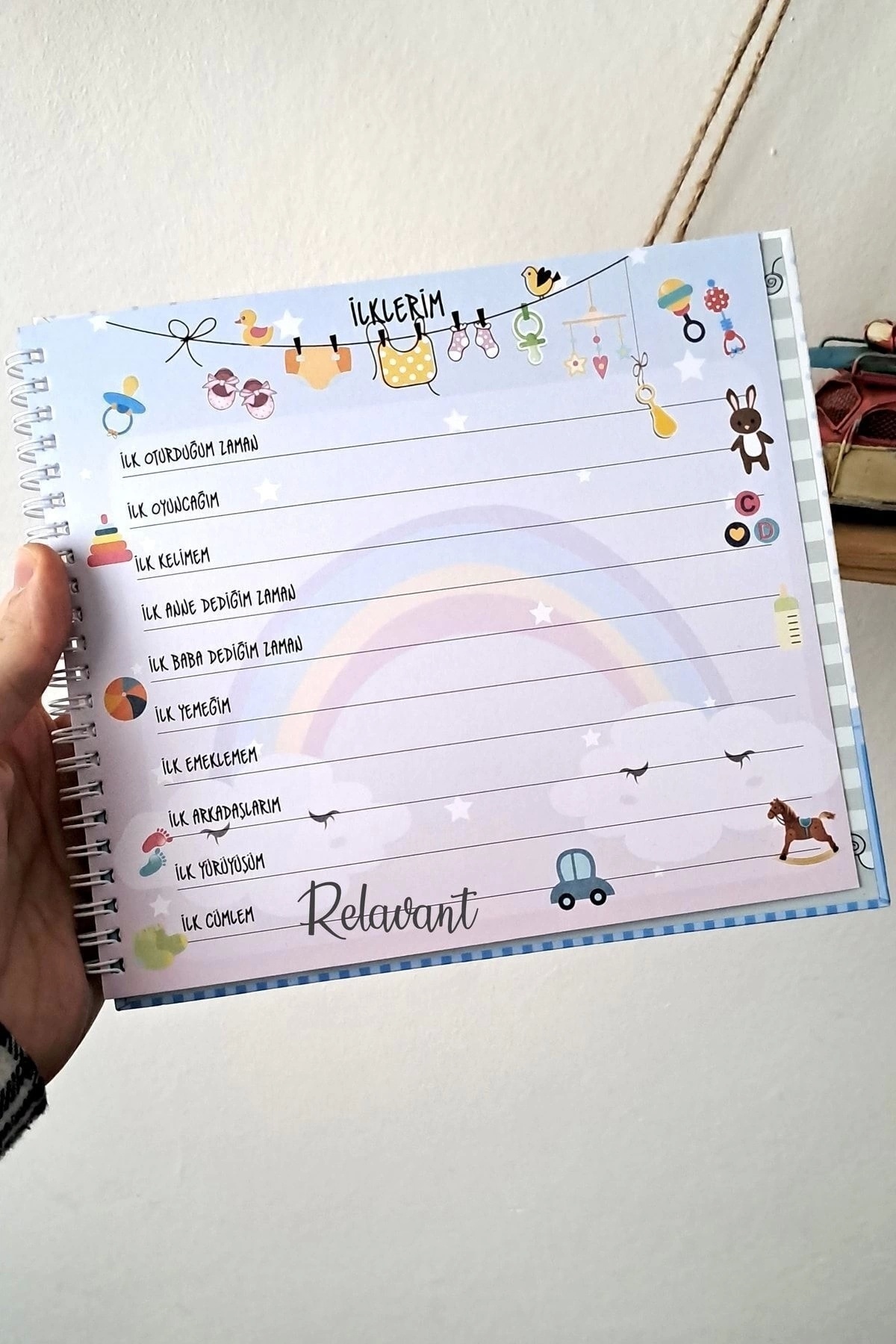 Relavant Hamilelik Ve Anne Bebek Günlüğü & Hamile Anı Defteri & Bebek Anı Defteri Mavi Sticker Hediyeli fotoğrafı 6 (önizleme)